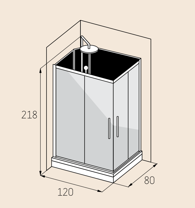 Gilleleje, Shower Cabin Set - Code, Black Glass - 120 cm - MASTERSTORE - 8595677170498 - Shower Cabin Set - Code - 20 - 801 - 01 - 52 - 00 - 8595677170498