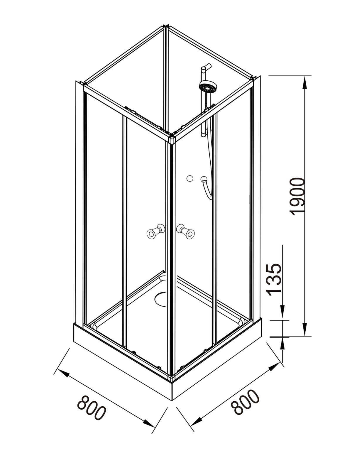 Gilleleje, Shower Cabin Set - Code, Black Glass - 90 cm - MASTERSTORE - 8595677170481 - Shower Cabin Set - Code - 20 - 909 - 01 - 52 - 00 - 8595677170481