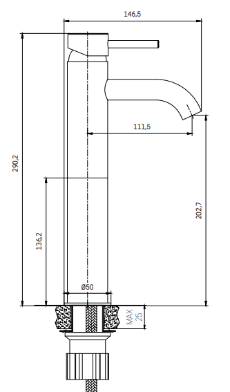 Dragør Hög Tvättställsblandare - Tvättställblandare - BATH DELUXE - EXCLUSIVE - 28-005-02-70-00 - BATHDELUXE SWEDEN