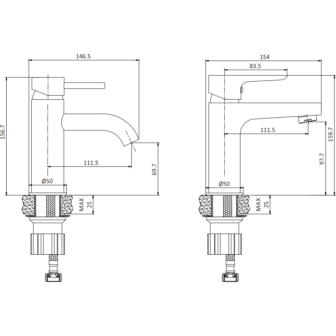 Næsby, Blandare - Tvättställ, Svart Matta - 5 cm - Blandare - Tvättställ - BATH DELUXE - EXCLUSIVE - 28-005-04-02-04 - BATHDELUXE SWEDEN