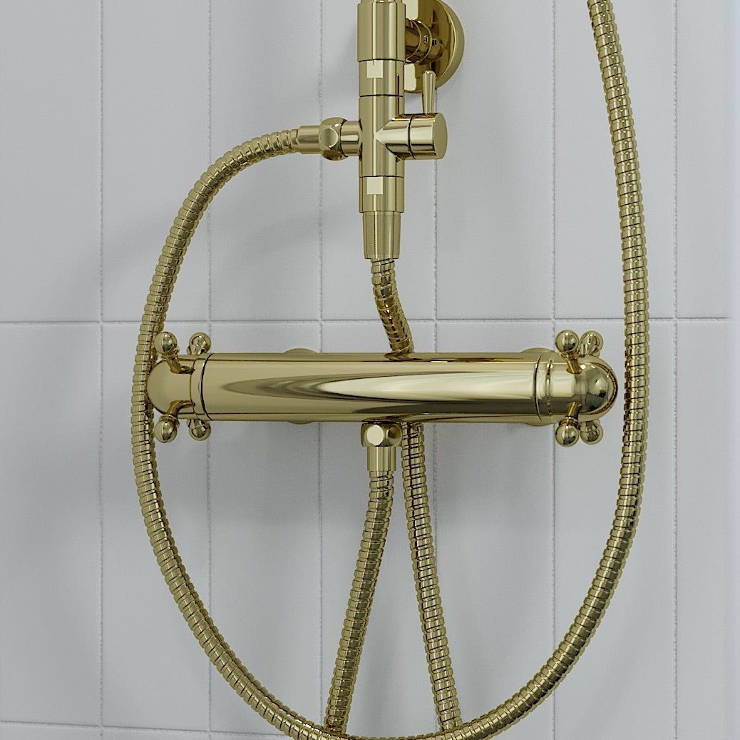 Thermostatic shower mixer with retro handle 150mm C/C - chrome - Ærøskøbing - MASTERSTORE - 8595677116380 - Shower Mixers - 28-015-03-60-00 - 8595677116380