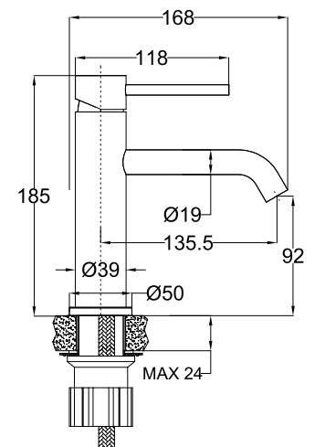 Søvang, Mixer - Wash Basin, Brass Mat - 4 cm - MASTERSTORE - 8595677184129 - Mixer - Wash Basin - 28-018-01-70-02 - 8595677184129