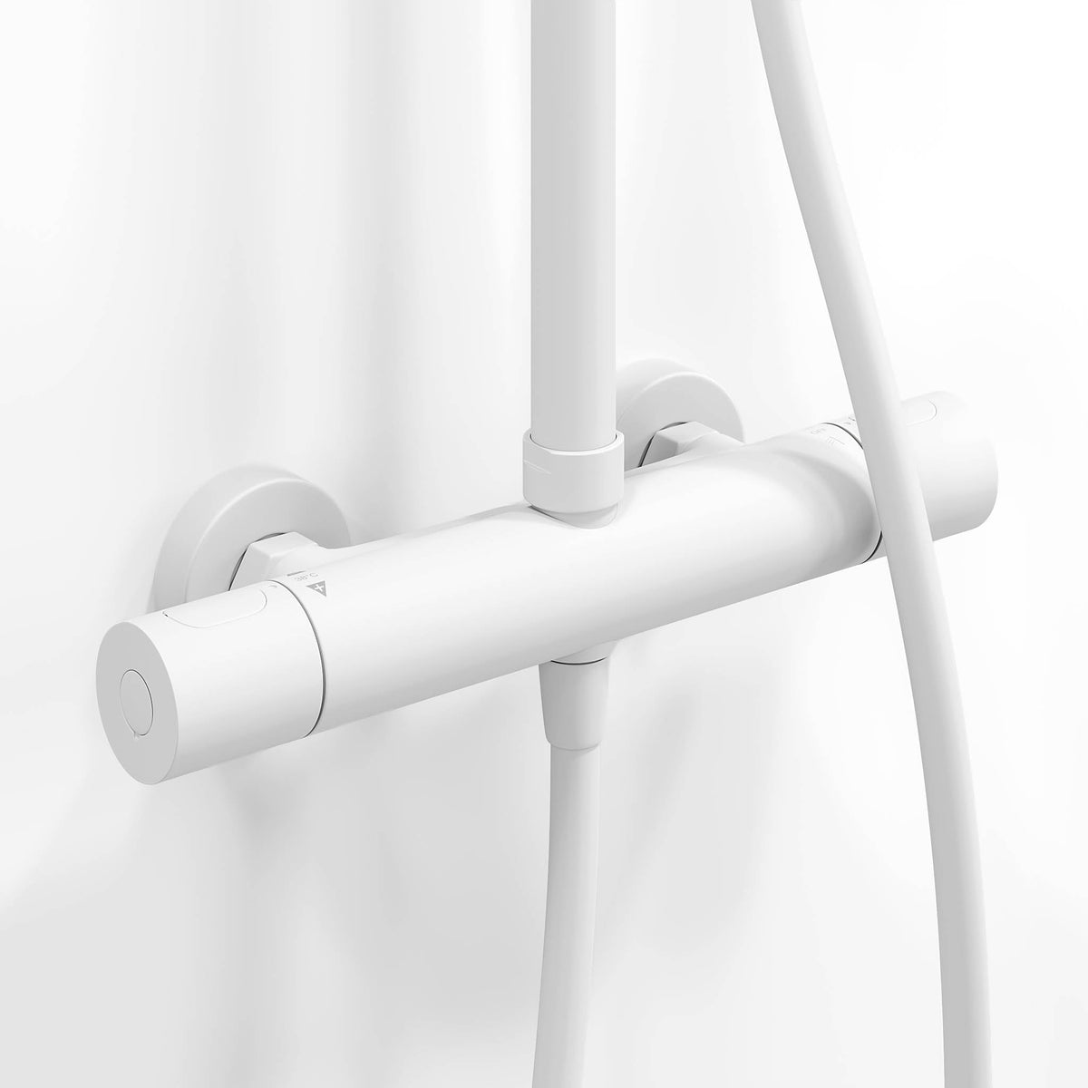 Shower system with thermostatic mixer 150mm C/C - Ø250 mm overhead shower, hand shower - matt white - Dragør - MASTERSTORE - 8595677133363 - Showersystem - 31-120-05-01-00 - 8595677133363