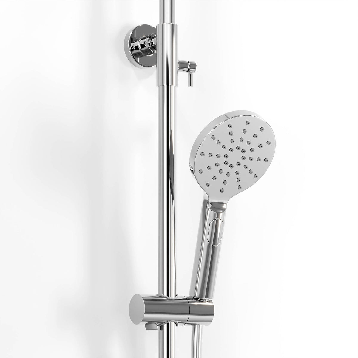 Shower system with thermostatic mixer 150mm C/C - Ø250 mm overhead shower, hand shower - chrome - Dragør - MASTERSTORE - 8595677129137 - Showersystem - 31-120-05-60-00 - 8595677129137