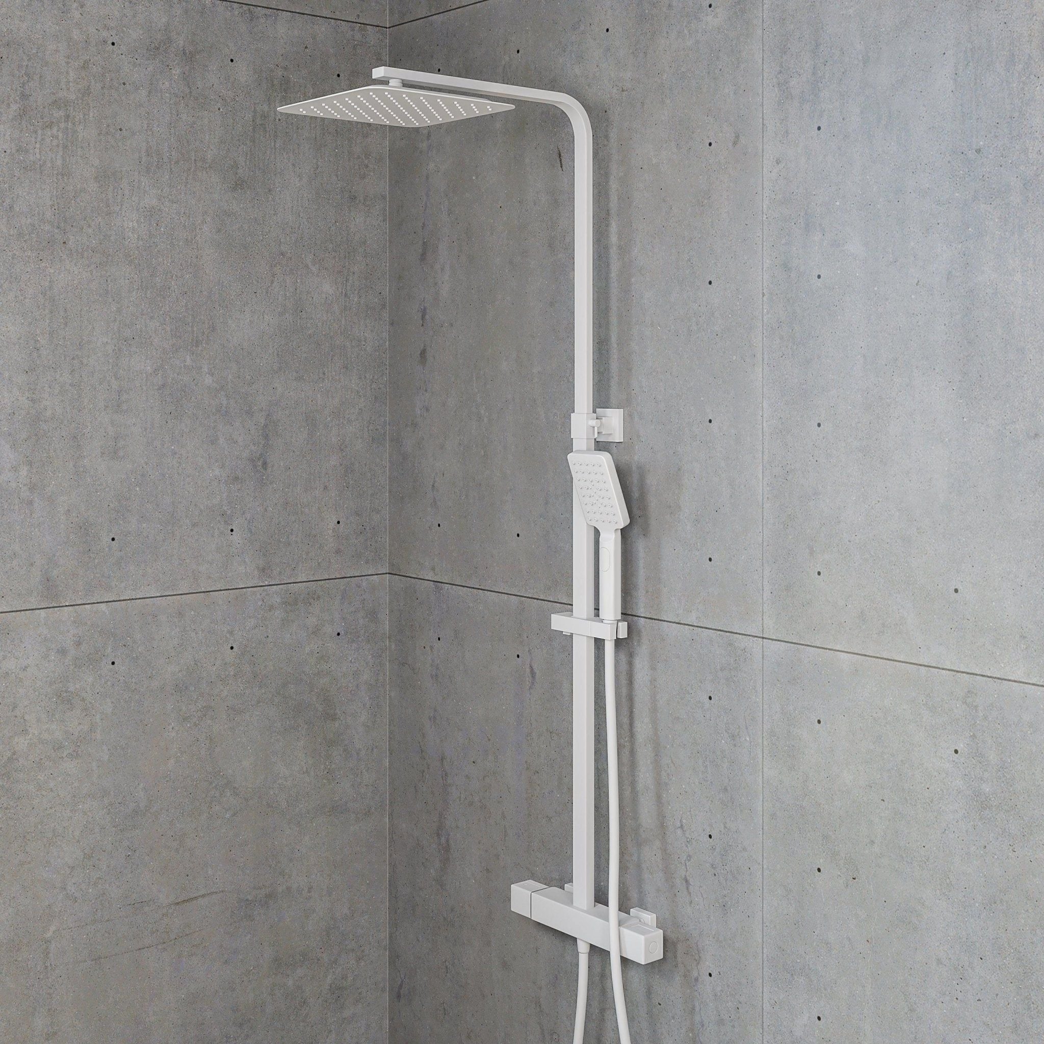 Shower system with thermostatic mixer 150mm C/C - 250 mm overhead shower, hand shower - matt black - Næsby - MASTERSTORE - 8595677103823 - Showersystem - 31-120-06-02-00 - 8595677103823