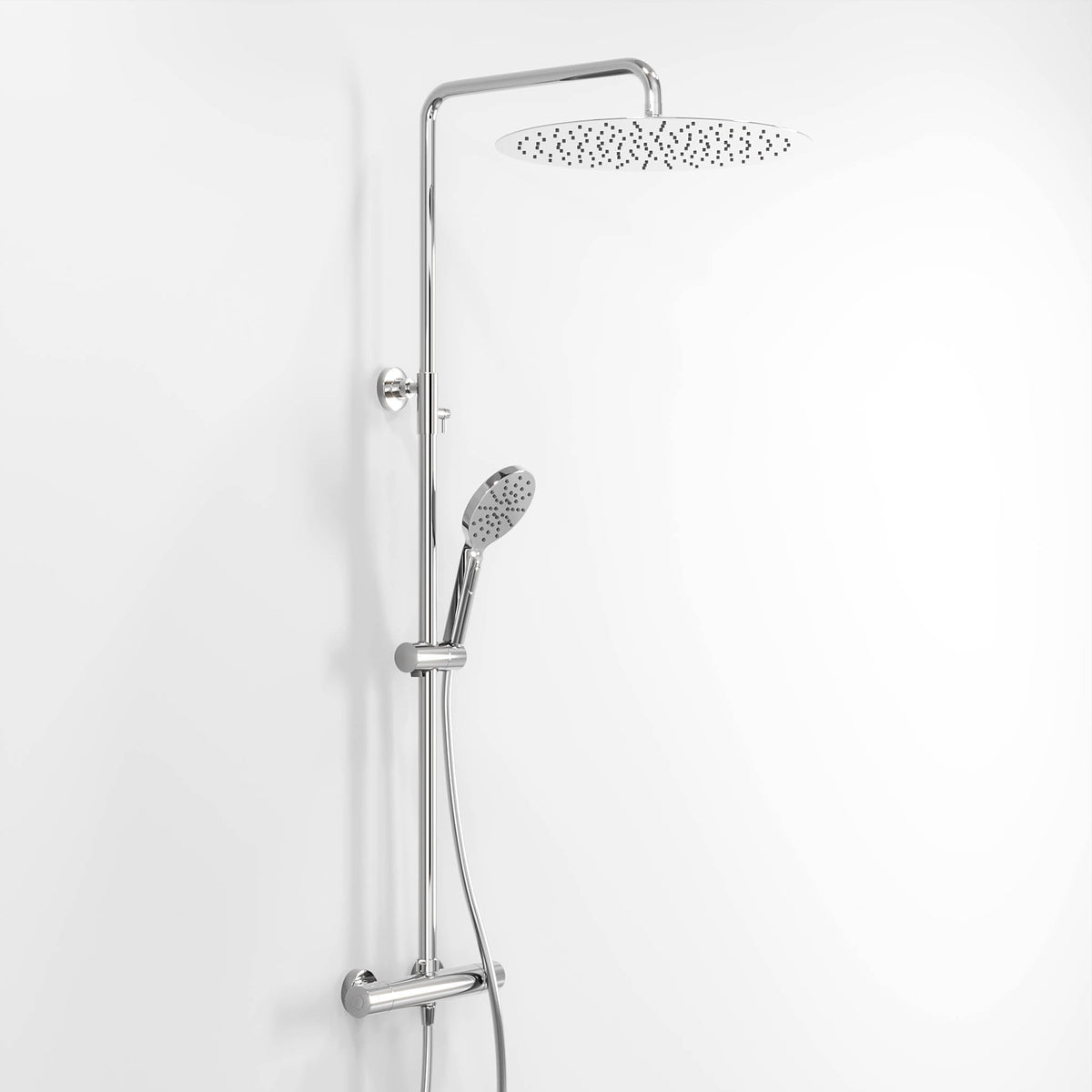 Shower system with thermostatic mixer 150mm C/C - Ø400 mm overhead shower, hand shower - chrome - Dragør - MASTERSTORE - 8595677102956 - Showersystem - 31-120-13-60-00 - 8595677102956
