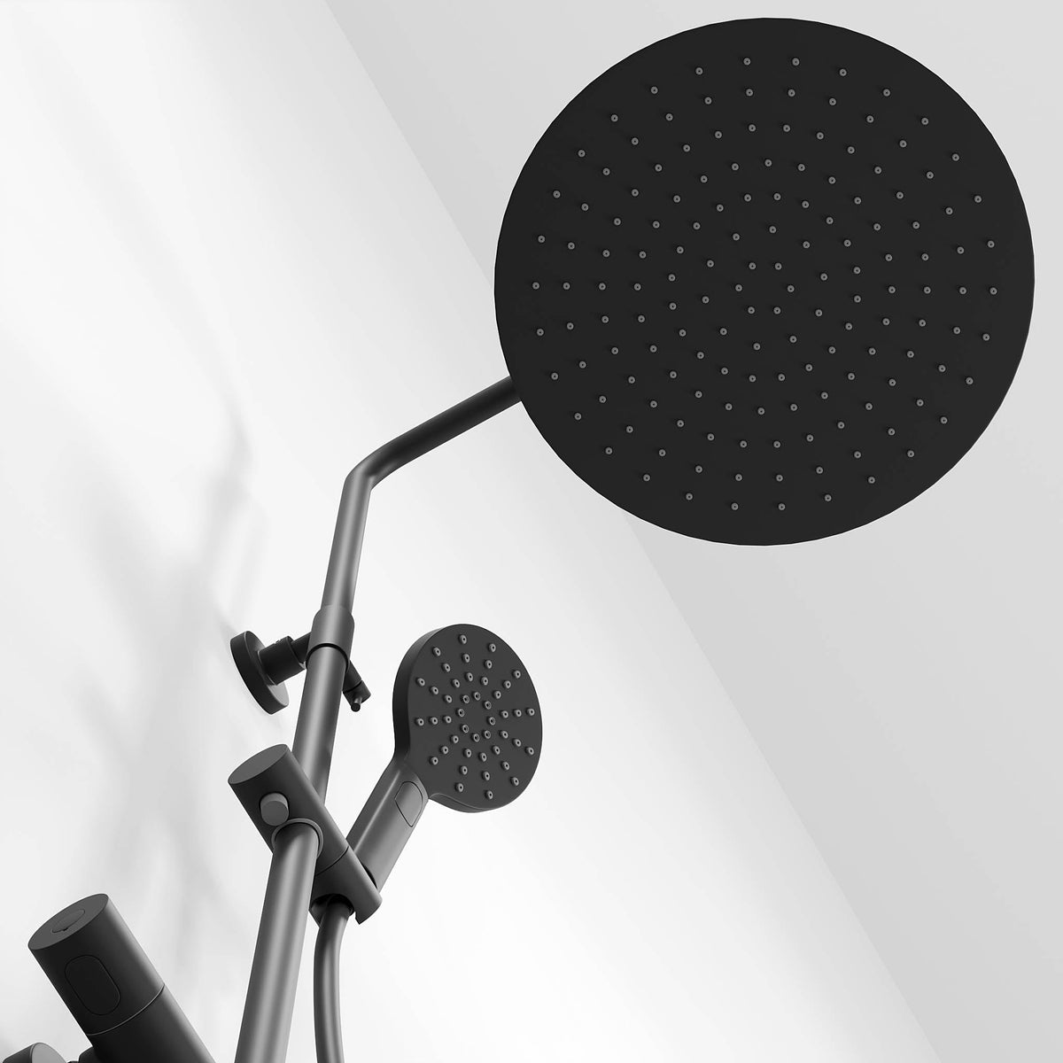 Shower system with thermostatic mixer 150mm C/C - Ø400 mm overhead shower, hand shower - matt black - Dragør - MASTERSTORE - 8595677128949 - Showersystem - 31-120-13-63-00 - 8595677128949