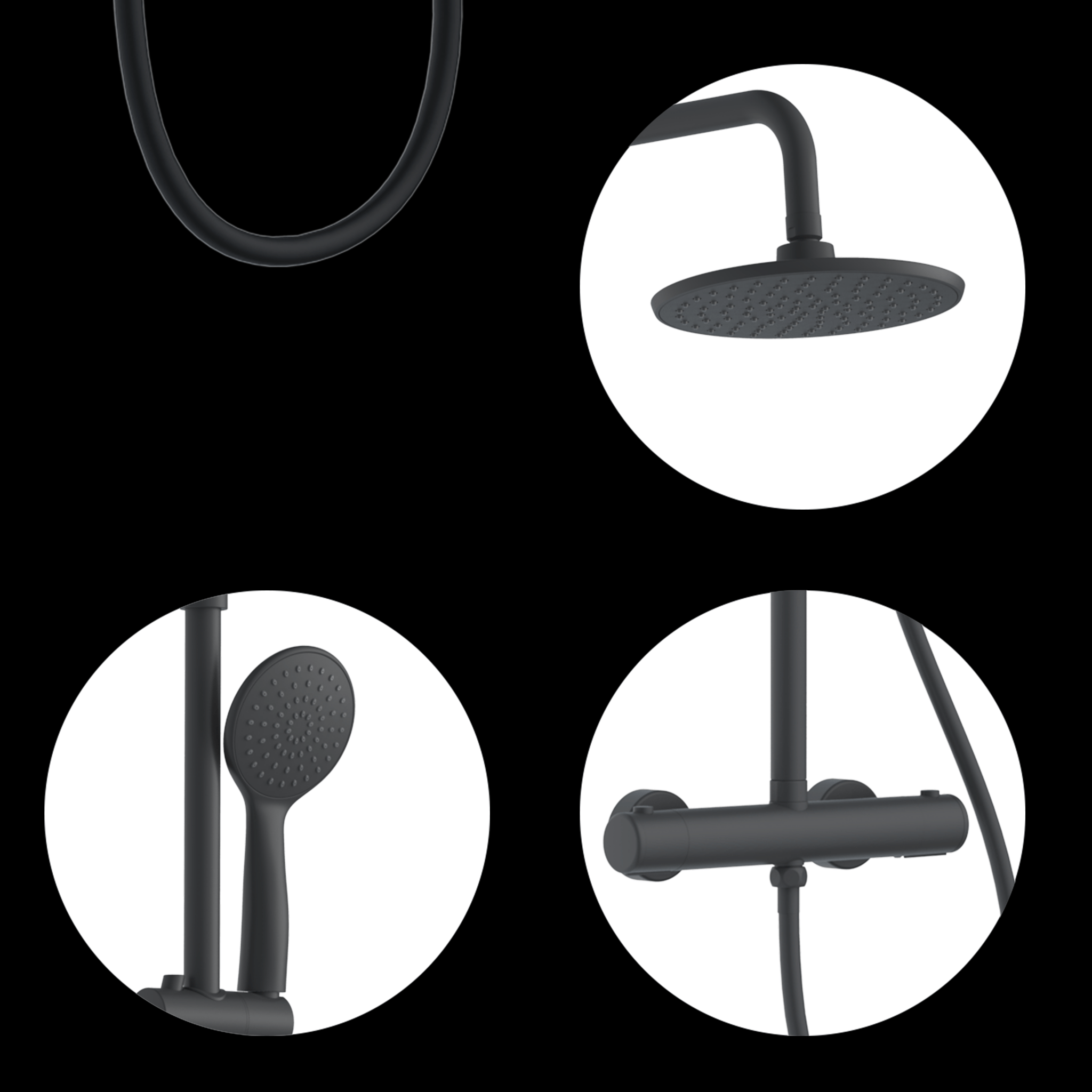 Houston Takduschset m/Termostat blandare och 20 cm takdusch, 150 C/C - Takduschset - BATH DELUXE - BASIC - 31 - 130 - 41 - 02 - 02 - BATHDELUXE SWEDEN