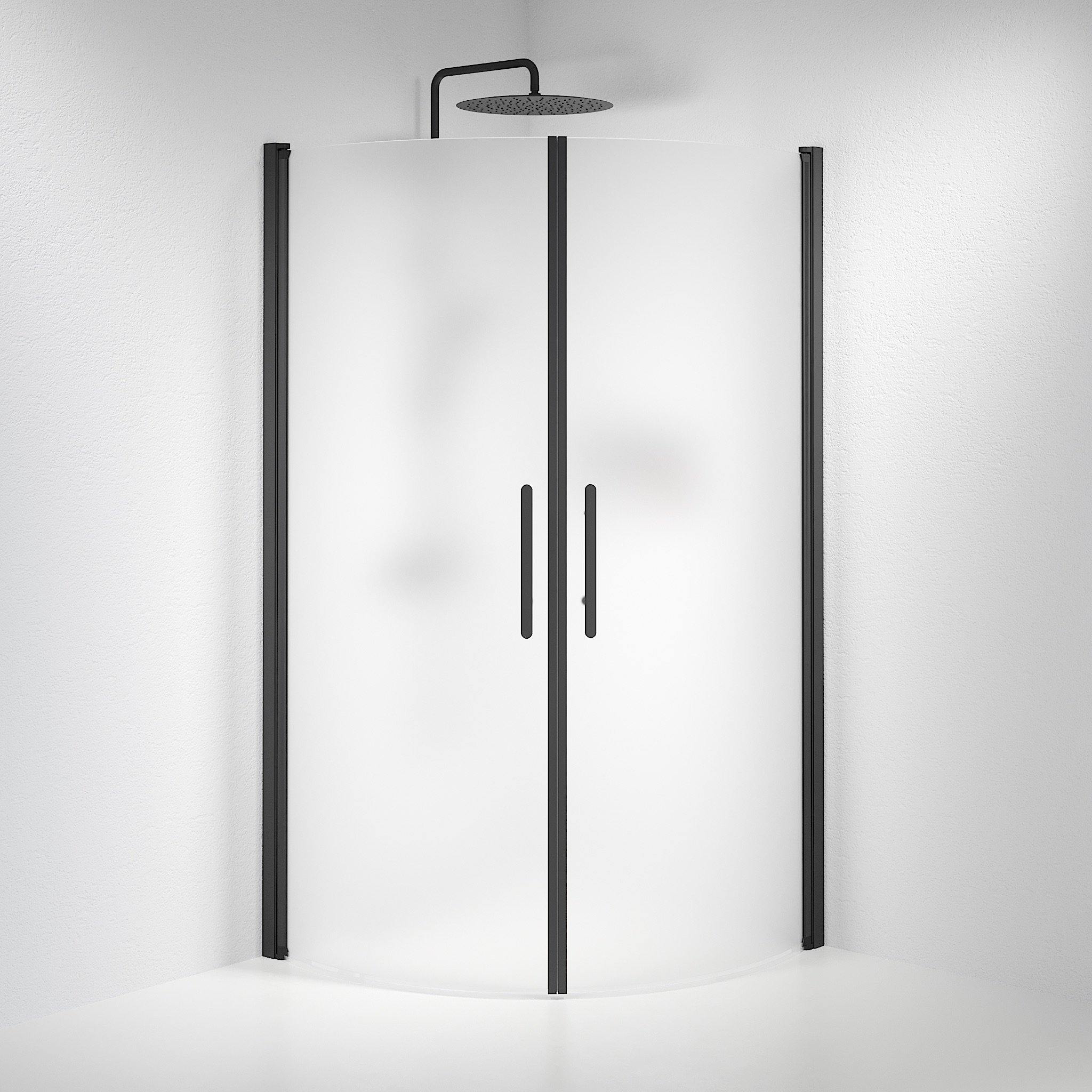 Round - Frosted, Shower Enclosure Set - Code, Matt/Black - 100 cm - MASTERSTORE - 8595677120080 - Shower Enclosure Set - Code - 35 - 101 - 02 - 55 - 00 - 8595677120080