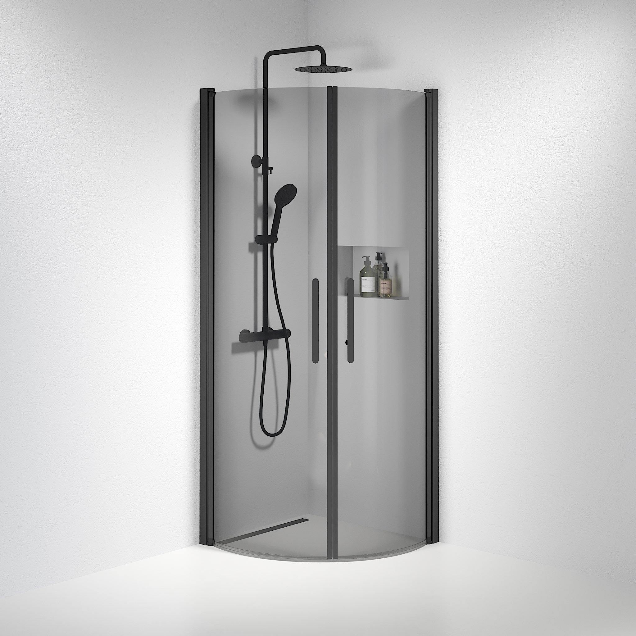 Round - Smoked, Shower Enclosure Set - Code, Smoked/Black - 100 cm - MASTERSTORE - 8595677120097 - Shower Enclosure Set - Code - 35 - 101 - 02 - 56 - 00 - 8595677120097