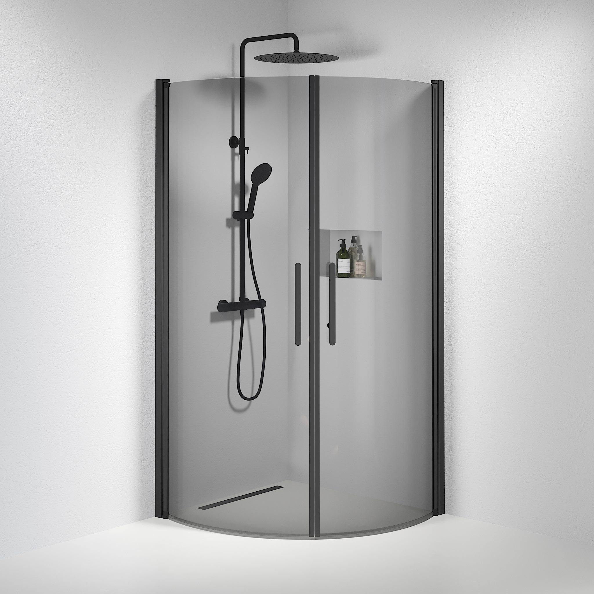 Round - Smoked, Shower Encl. Set - Round, Smoked/Black - 100 cm - MASTERSTORE - 8595677120097 - Shower Enclosure Set - Code - 35-101-02-56-00 - 8595677120097