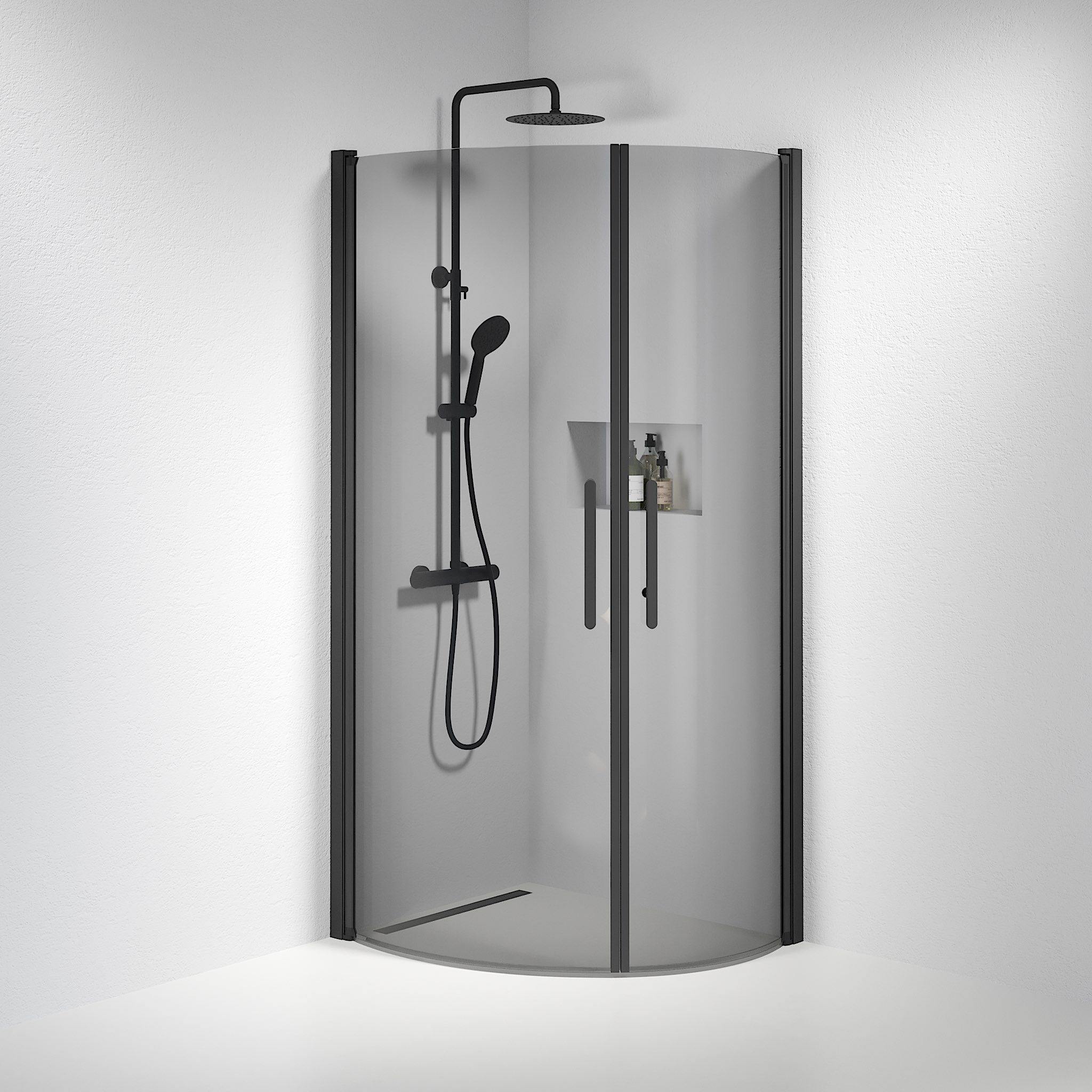 Round - Smoked, Shower Enclosure Set - Code, Smoked/Black - 100 cm - MASTERSTORE - 8595677120097 - Shower Enclosure Set - Code - 35 - 101 - 02 - 56 - 00 - 8595677120097