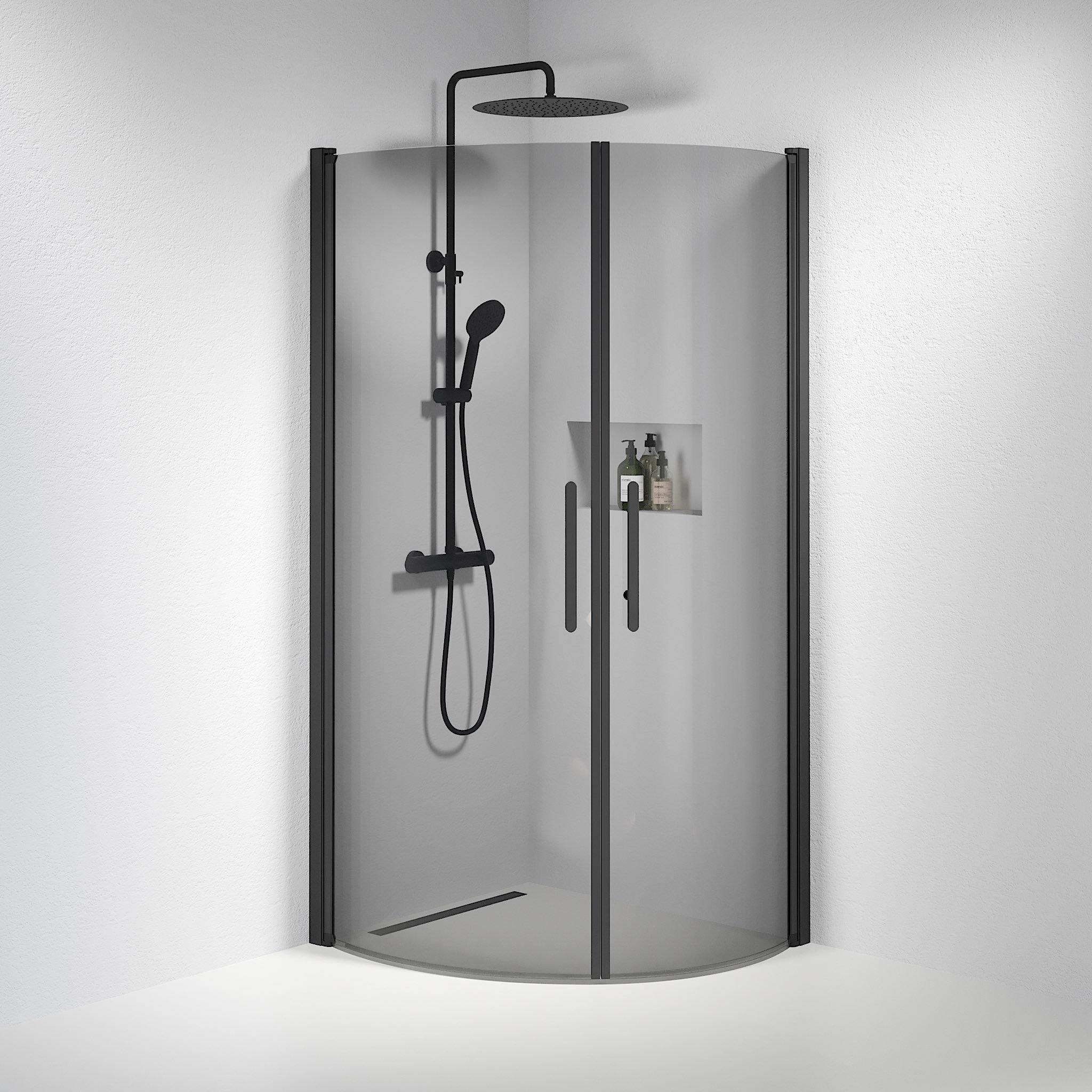 Round - Smoked, Shower Enclosure Set - Code, Smoked/Black - 100 cm - MASTERSTORE - 8595677120097 - Shower Enclosure Set - Code - 35 - 101 - 02 - 56 - 00 - 8595677120097