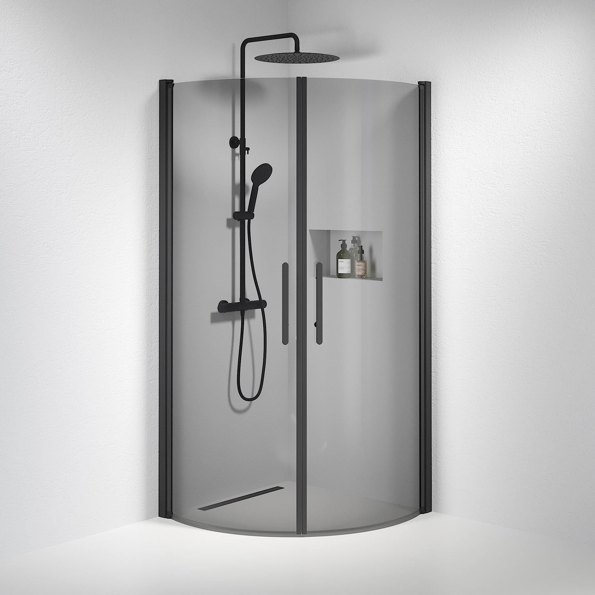 Round - Smoked, Shower Encl. Set - Round, Smoked/Black - 100 cm - MASTERSTORE - 8595677120097 - Shower Enclosure Set - Code - 35-101-02-56-00 - 8595677120097