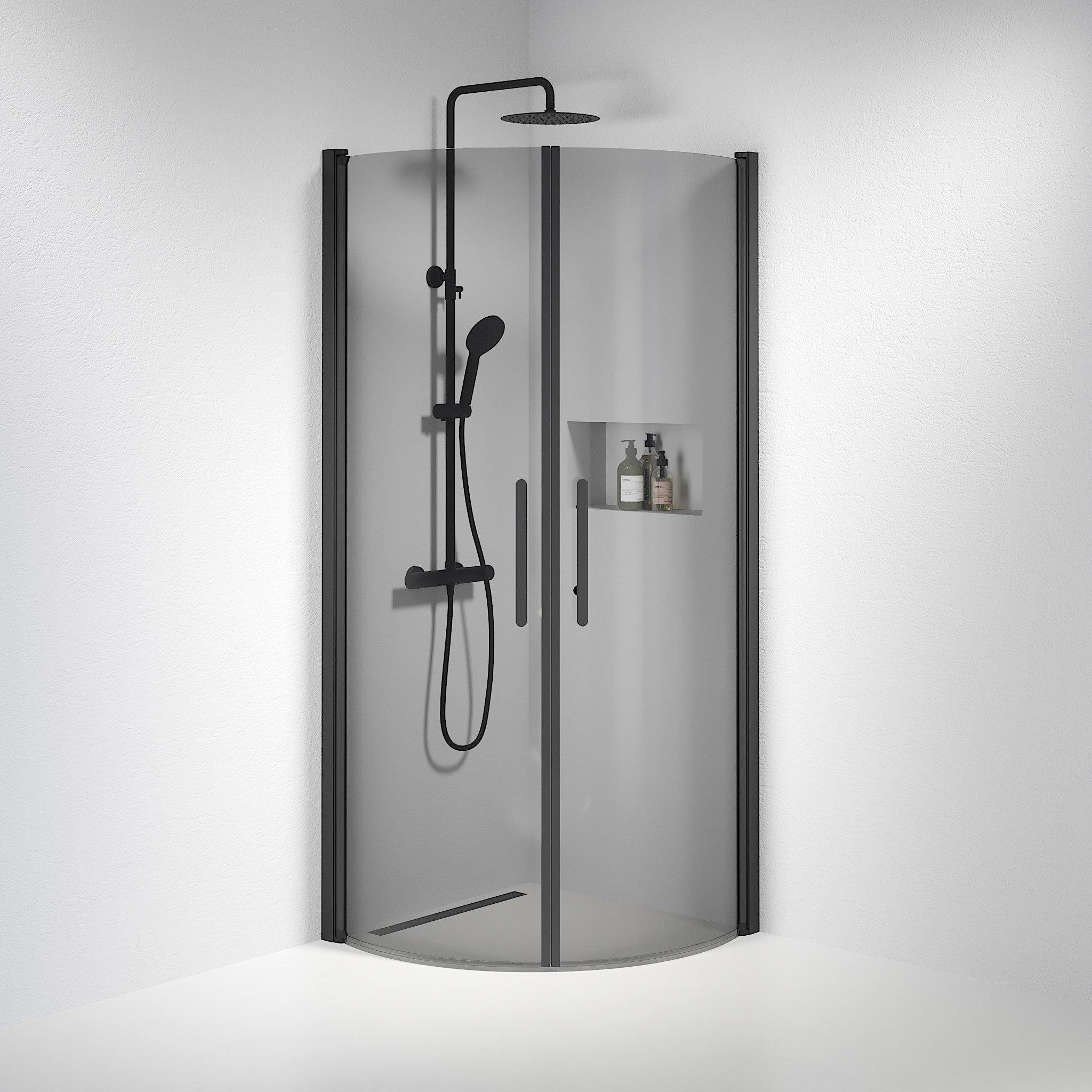 Round - Smoked, Shower Enclosure Set - Code, Smoked/Black - 100 cm - MASTERSTORE - 8595677120097 - Shower Enclosure Set - Code - 35 - 101 - 02 - 56 - 00 - 8595677120097