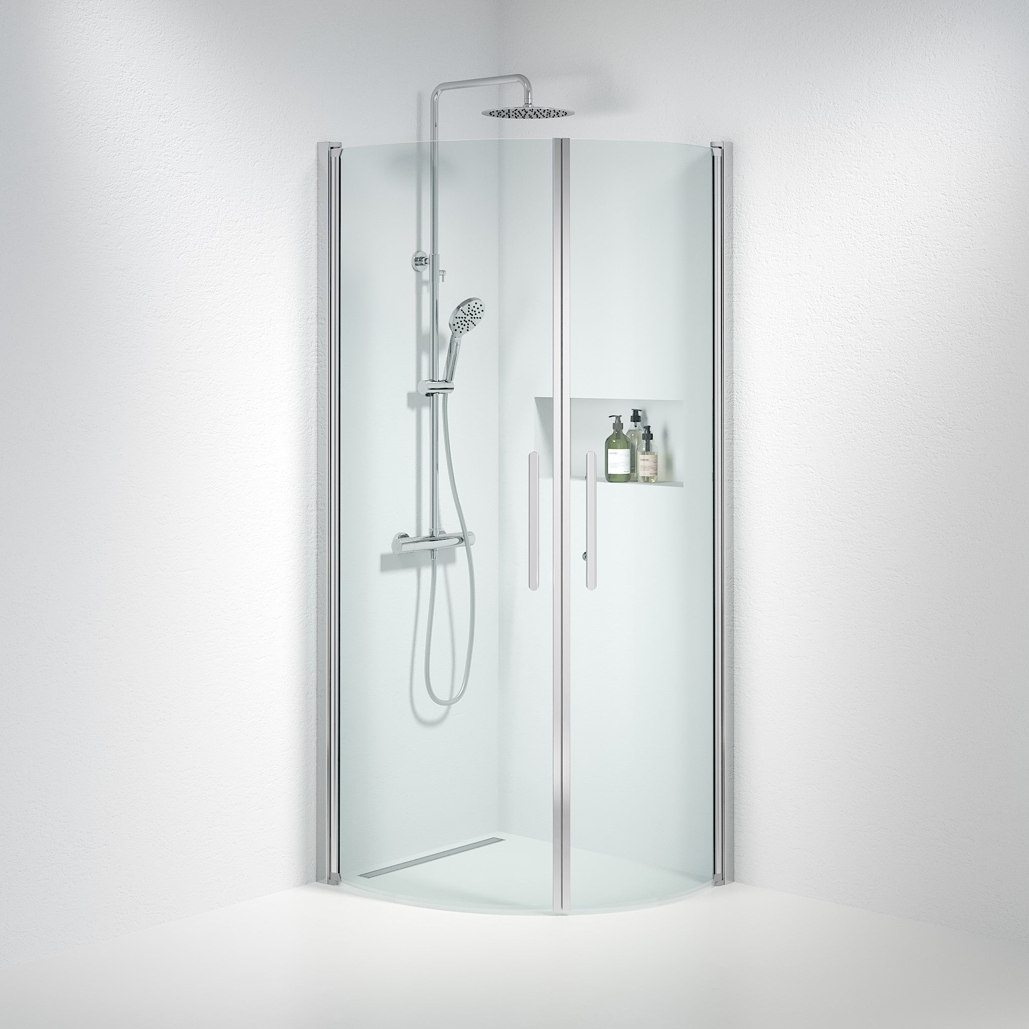 Round - Clear, Shower Enclosure Set - Code, Clear/Chrome - 100 cm - MASTERSTORE - 8595677120103 - Shower Enclosure Set - Code - 35 - 101 - 60 - 50 - 00 - 8595677120103
