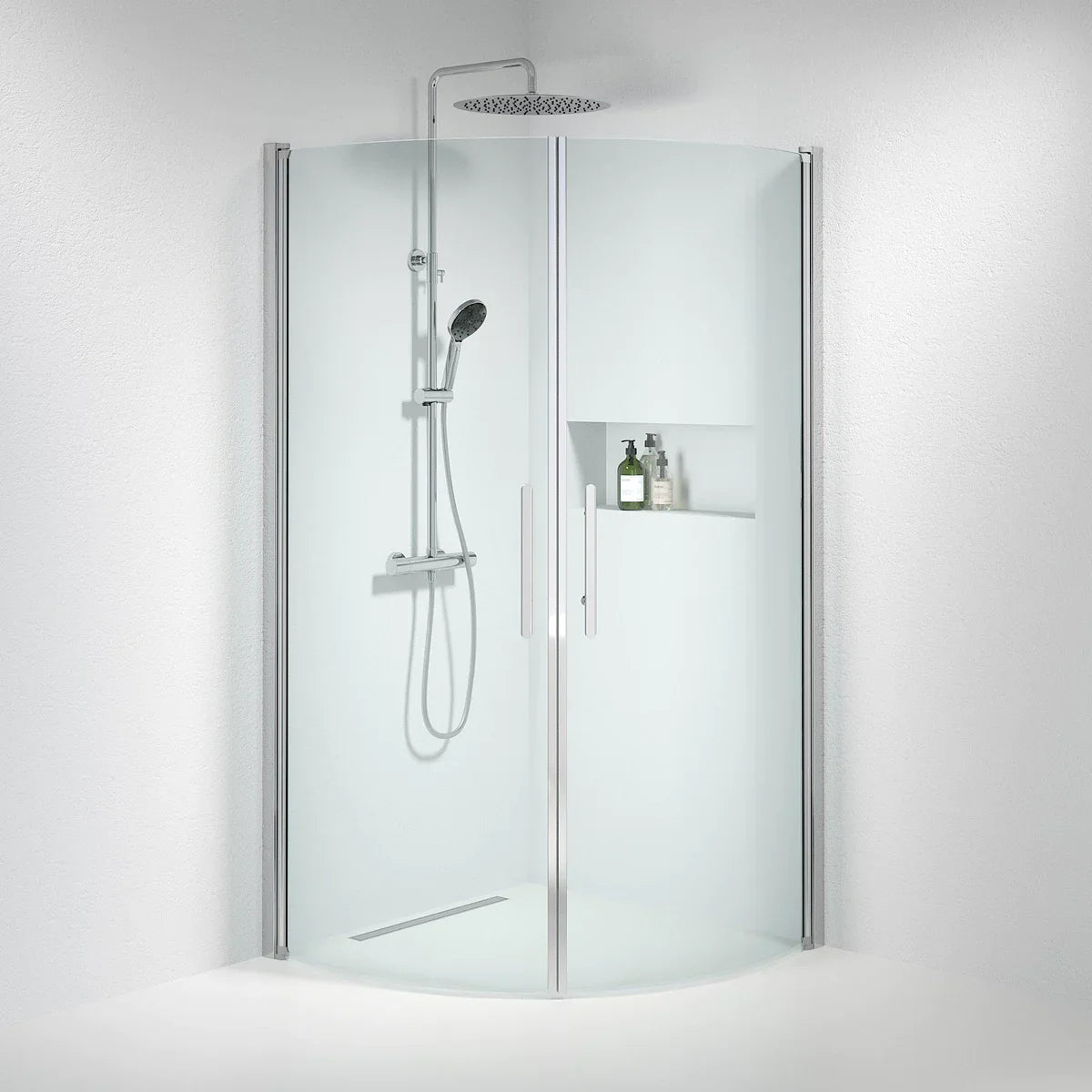 Vänern Duschhörn, Rund, Klarglas, Krom Profil - Duschhörna - BATH DELUXE - PRESTIGE - 35 - 101 - 60 - 50 - 00 - BATHDELUXE SWEDEN