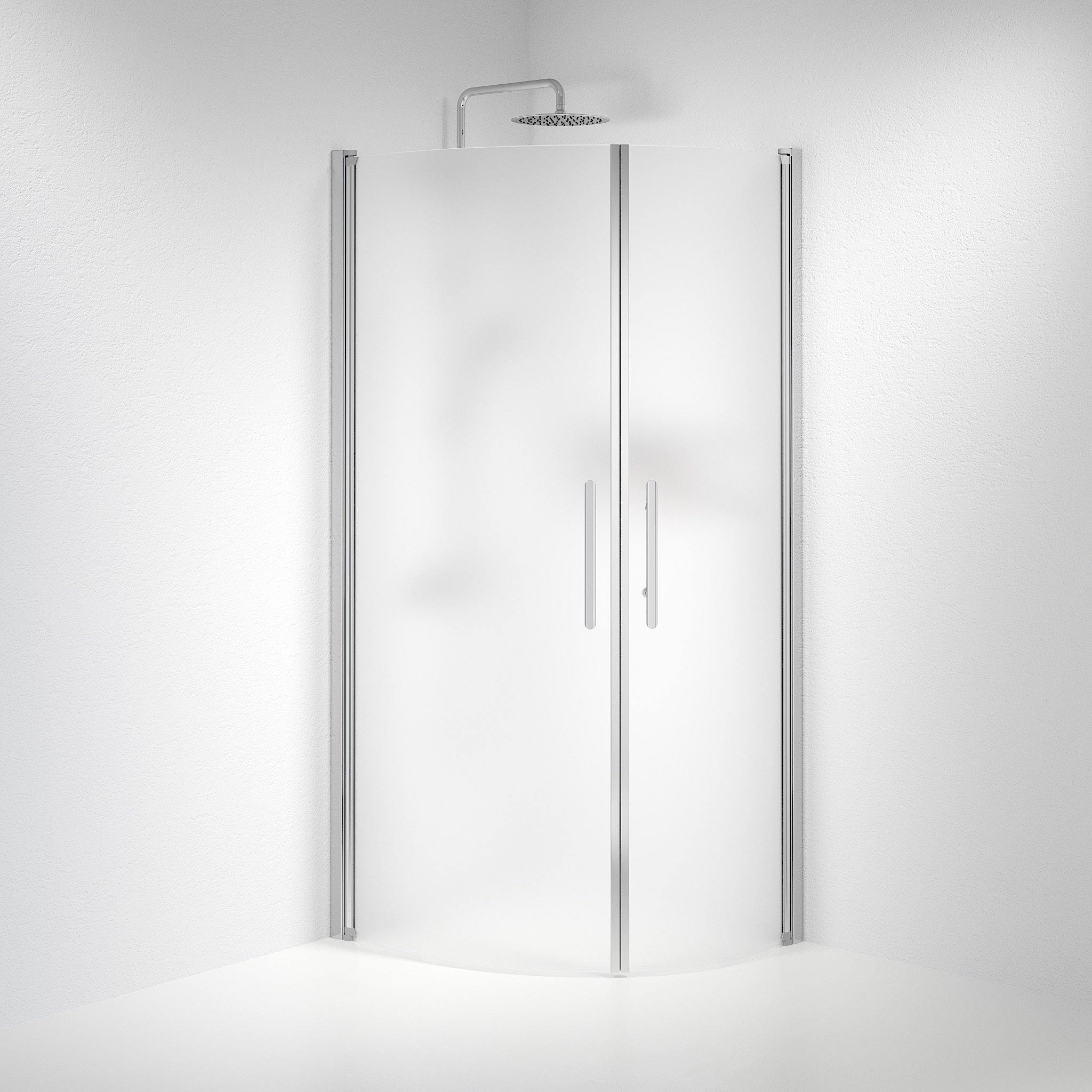 Round - Frosted, Shower Enclosure Set - Code, Matt/Chrome - 100 cm - MASTERSTORE - 8595677120127 - Shower Enclosure Set - Code - 35 - 101 - 60 - 55 - 00 - 8595677120127