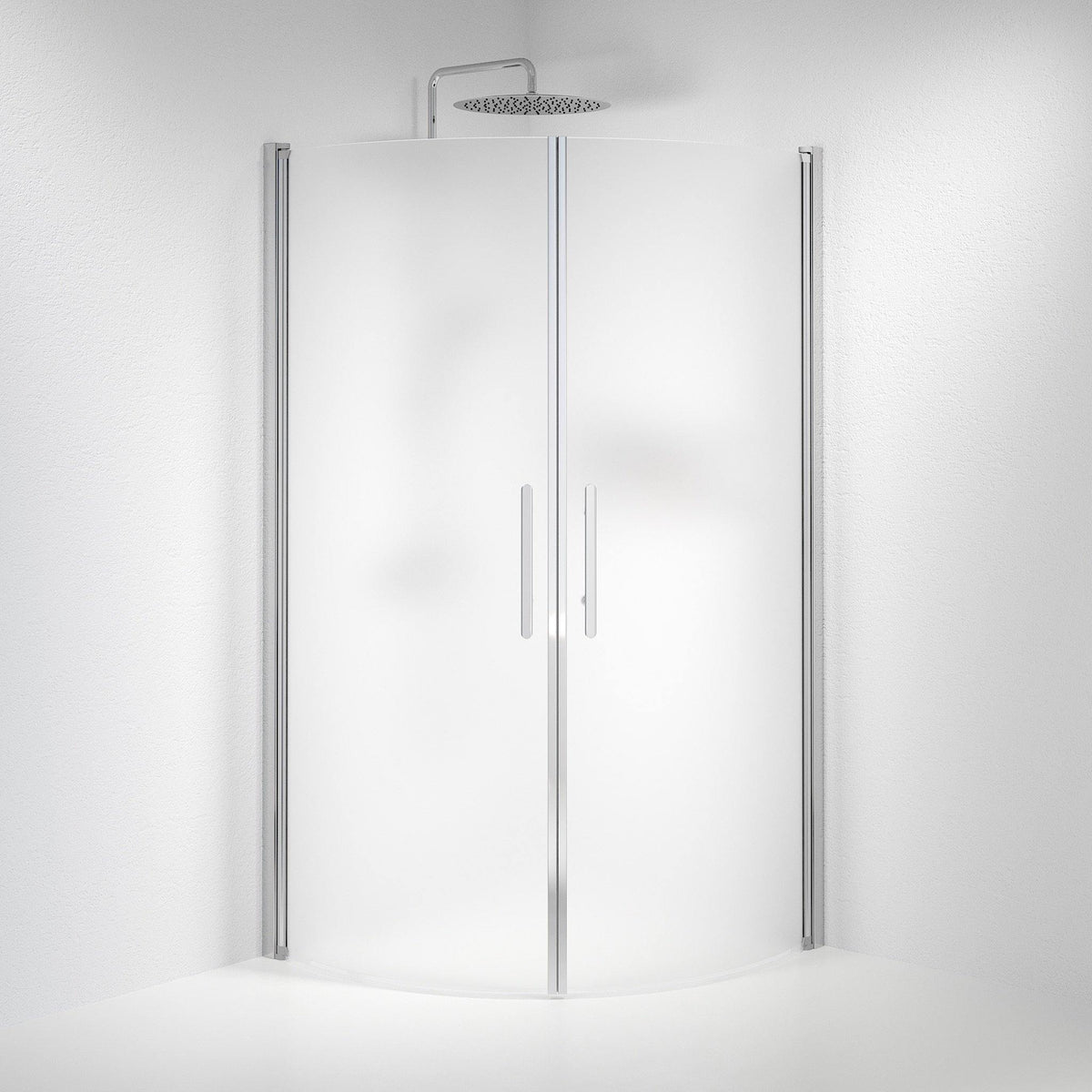 Round - Frosted, Shower Enclosure Set - Code, Matt/Chrome - 100 cm - MASTERSTORE - 8595677120127 - Shower Enclosure Set - Code - 35 - 101 - 60 - 55 - 00 - 8595677120127