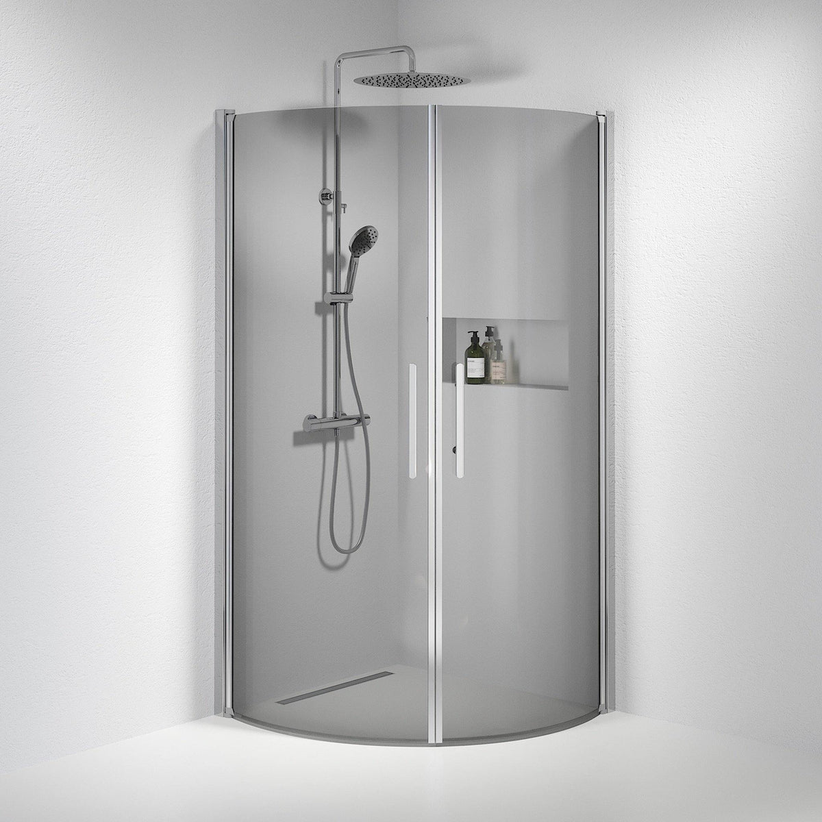 Round - Smoked, Shower Enclosure Set - Code, Smoked/Chrome - 100 cm - MASTERSTORE - 8595677120134 - Shower Enclosure Set - Code - 35 - 101 - 60 - 56 - 00 - 8595677120134