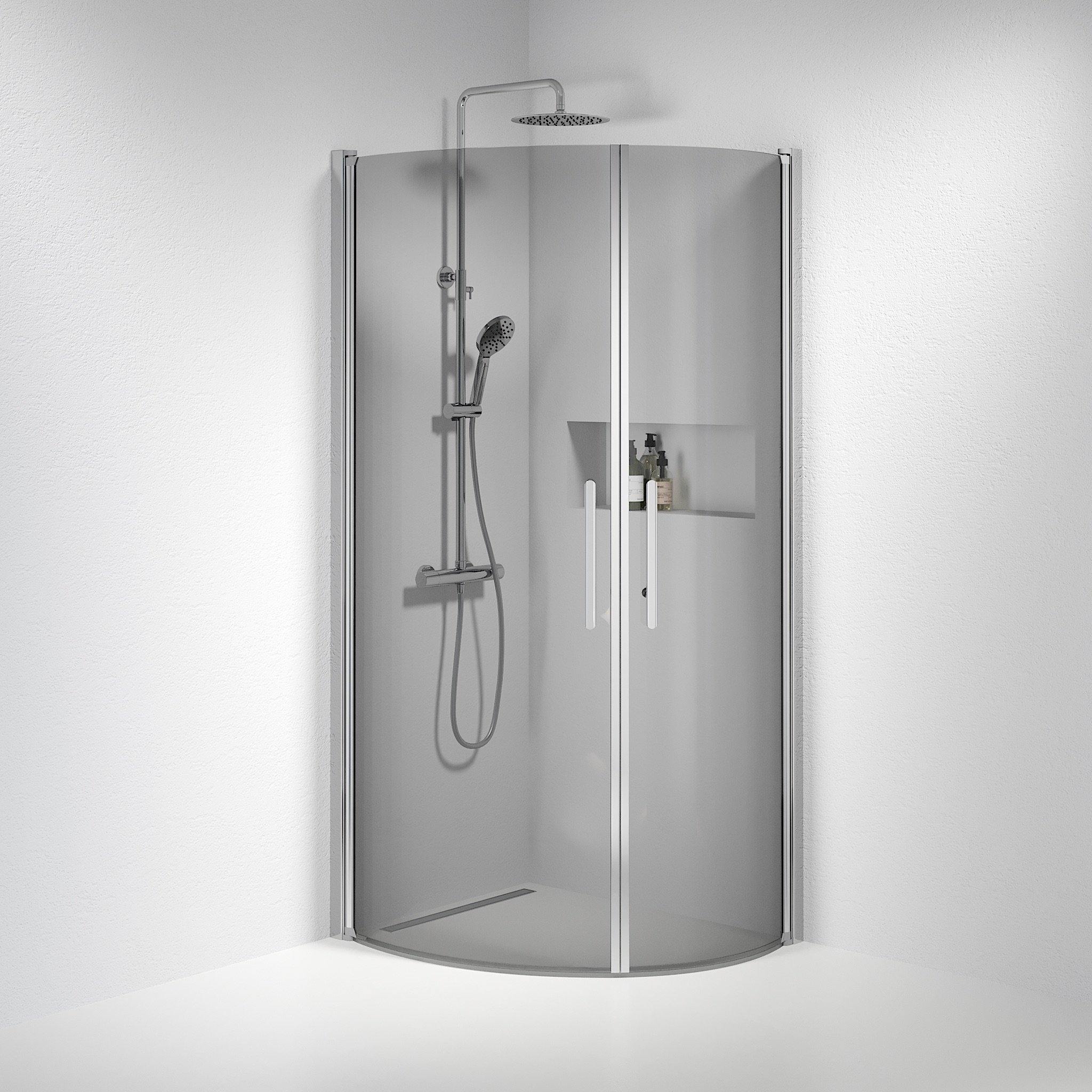 Round - Smoked, Shower Enclosure Set - Code, Smoked/Chrome - 100 cm - MASTERSTORE - 8595677120134 - Shower Enclosure Set - Code - 35 - 101 - 60 - 56 - 00 - 8595677120134