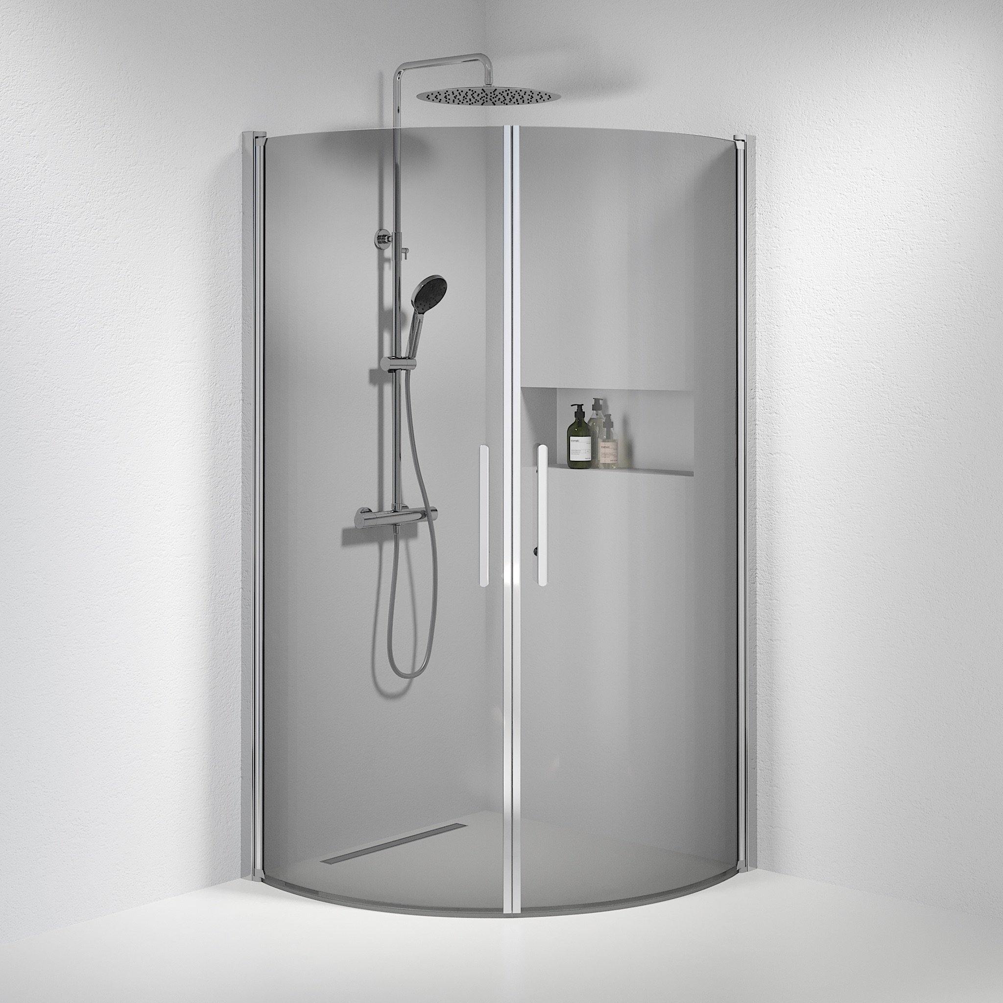 Round - Smoked, Shower Enclosure Set - Code, Smoked/Chrome - 100 cm - MASTERSTORE - 8595677120134 - Shower Enclosure Set - Code - 35 - 101 - 60 - 56 - 00 - 8595677120134