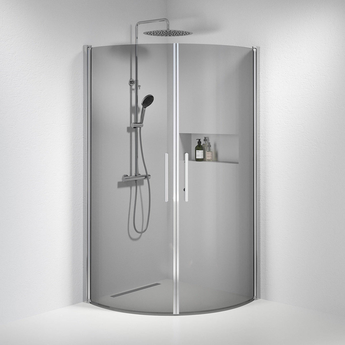 Round - Smoked, Shower Enclosure Set - Code, Smoked/Chrome - 100 cm - MASTERSTORE - 8595677120134 - Shower Enclosure Set - Code - 35 - 101 - 60 - 56 - 00 - 8595677120134
