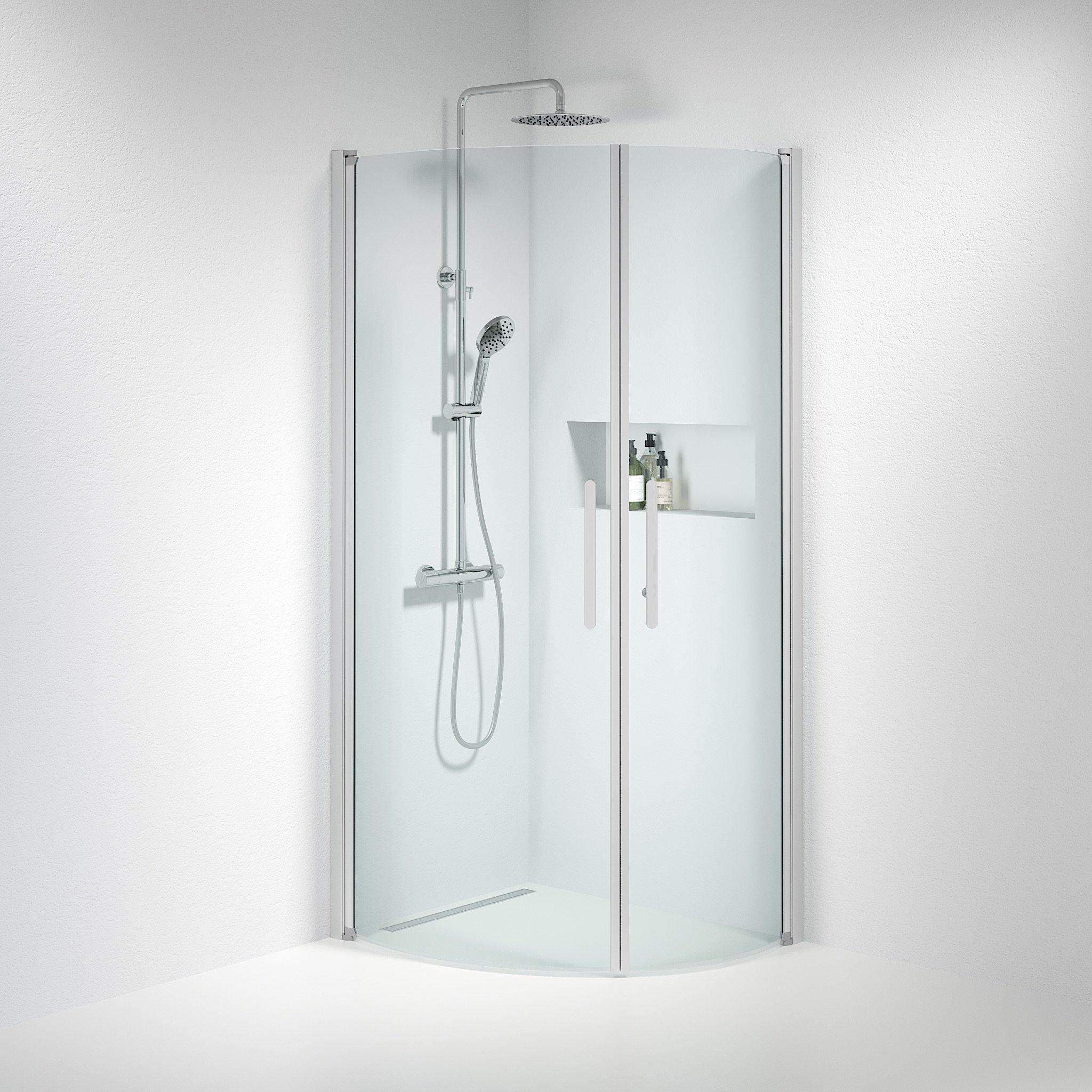 Round - Clear, Shower Enclosure Set - Code, Clear/Satin - 100 cm - MASTERSTORE - 8595677120141 - Shower Enclosure Set - Code - 35 - 101 - 67 - 50 - 00 - 8595677120141