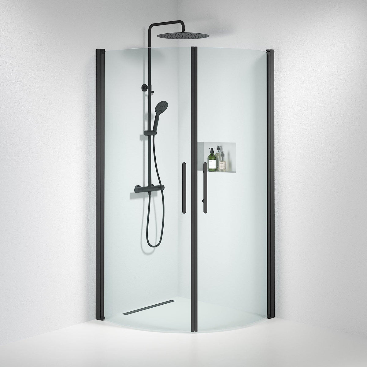 Round - Clear, Shower Enclosure Set - Code, Clear/Black - 70 cm - MASTERSTORE - 8595677118988 - Shower Enclosure Set - Code - 35 - 701 - 02 - 50 - 00 - 8595677118988