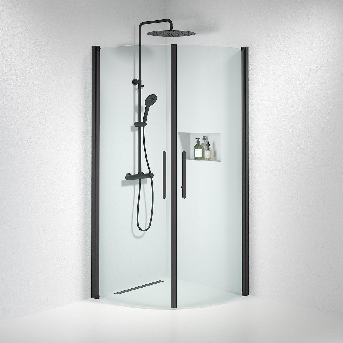Round - Clear, Shower Enclosure Set - Code, Clear/Black - 70 cm - MASTERSTORE - 8595677118988 - Shower Enclosure Set - Code - 35 - 701 - 02 - 50 - 00 - 8595677118988