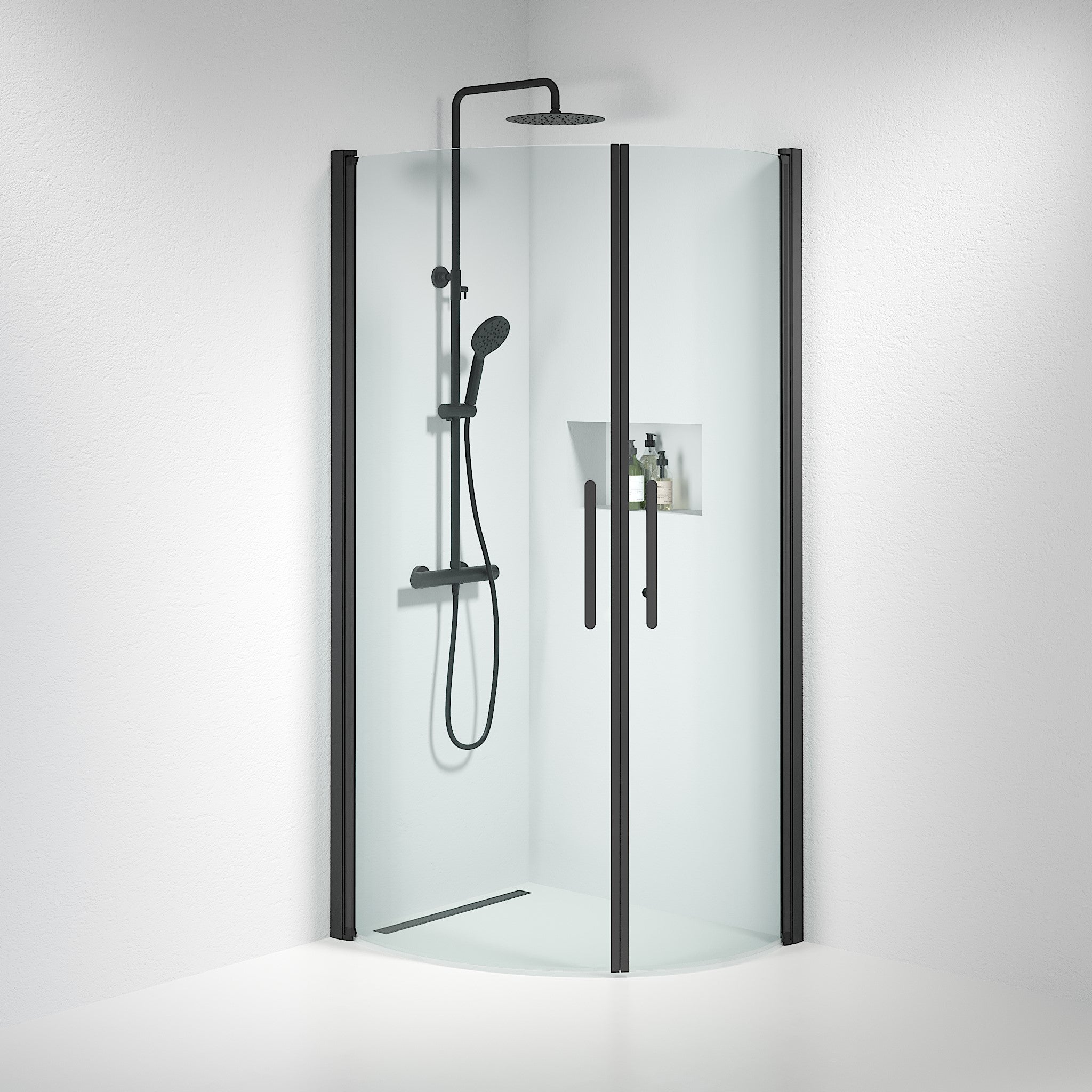 Round - Clear, Shower Enclosure Set - Code, Clear/Black - 70 cm - MASTERSTORE - 8595677118988 - Shower Enclosure Set - Code - 35 - 701 - 02 - 50 - 00 - 8595677118988