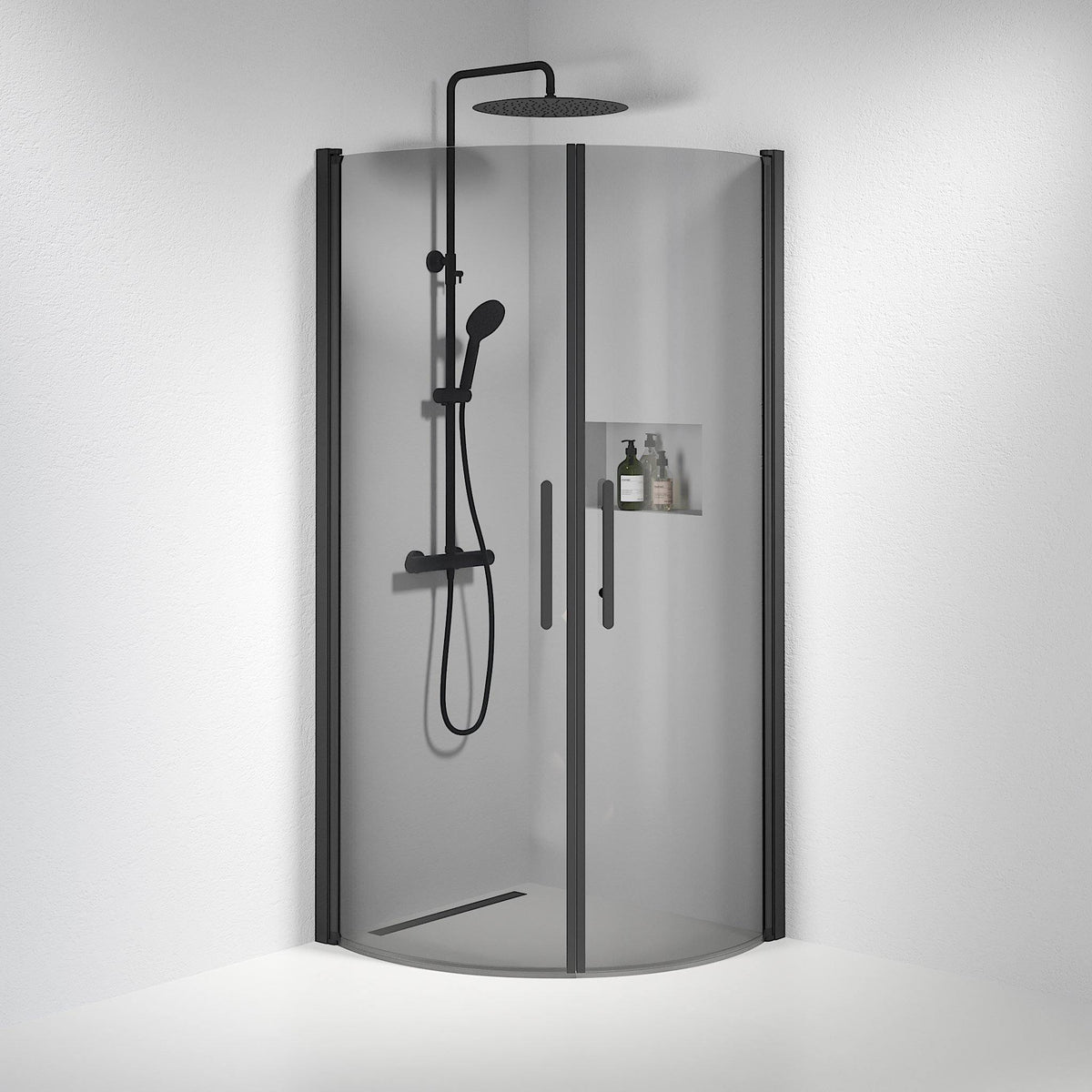 Round - Smoked, Shower Encl. Set - Round, Smoked/Black - 70 cm - MASTERSTORE - 8595677119015 - Shower Enclosure Set - Code - 35-701-02-56-00 - 8595677119015
