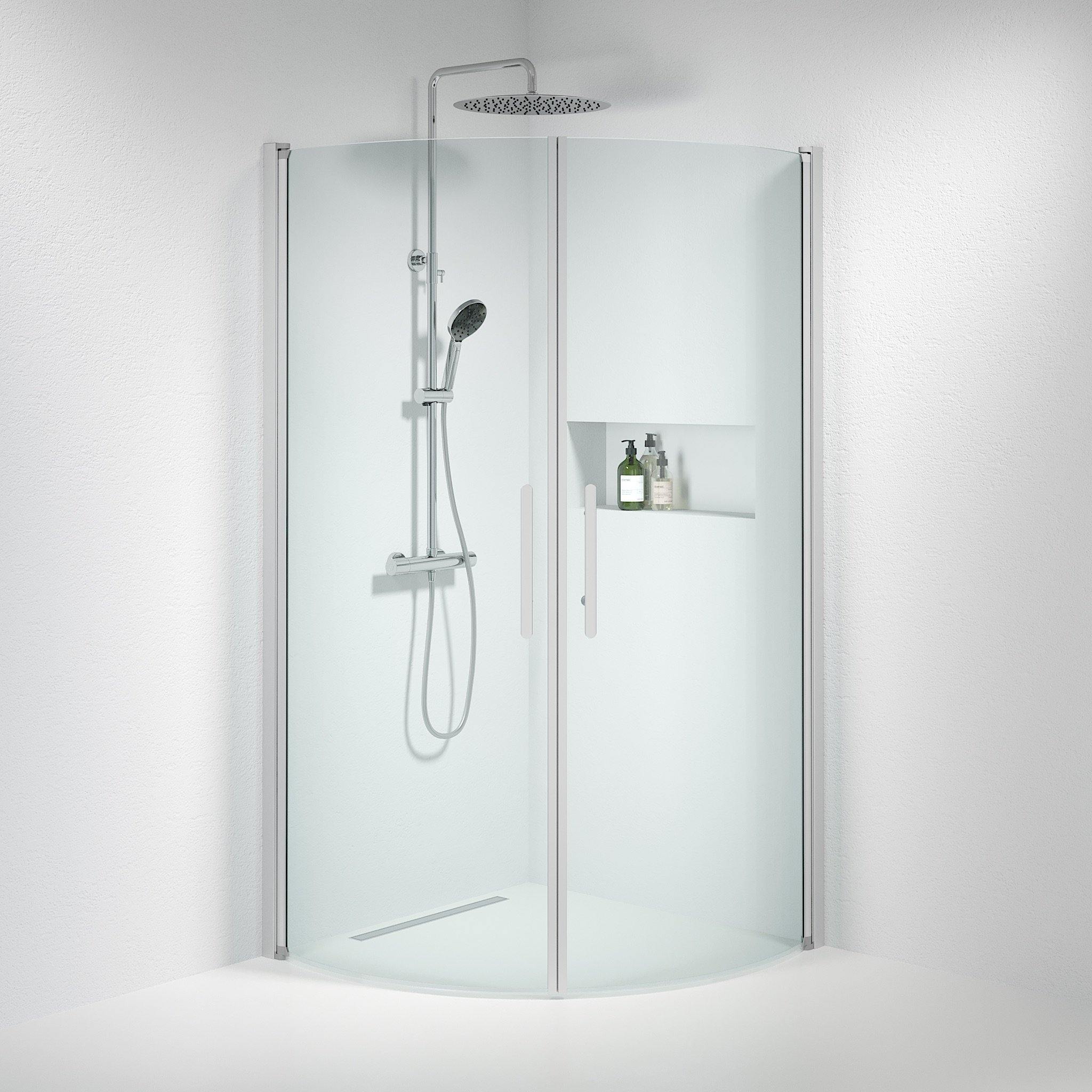Round - Clear, Shower Enclosure Set - Code, Clear/Satin - 70 cm - MASTERSTORE - 8595677119060 - Shower Enclosure Set - Code - 35 - 701 - 67 - 50 - 00 - 8595677119060