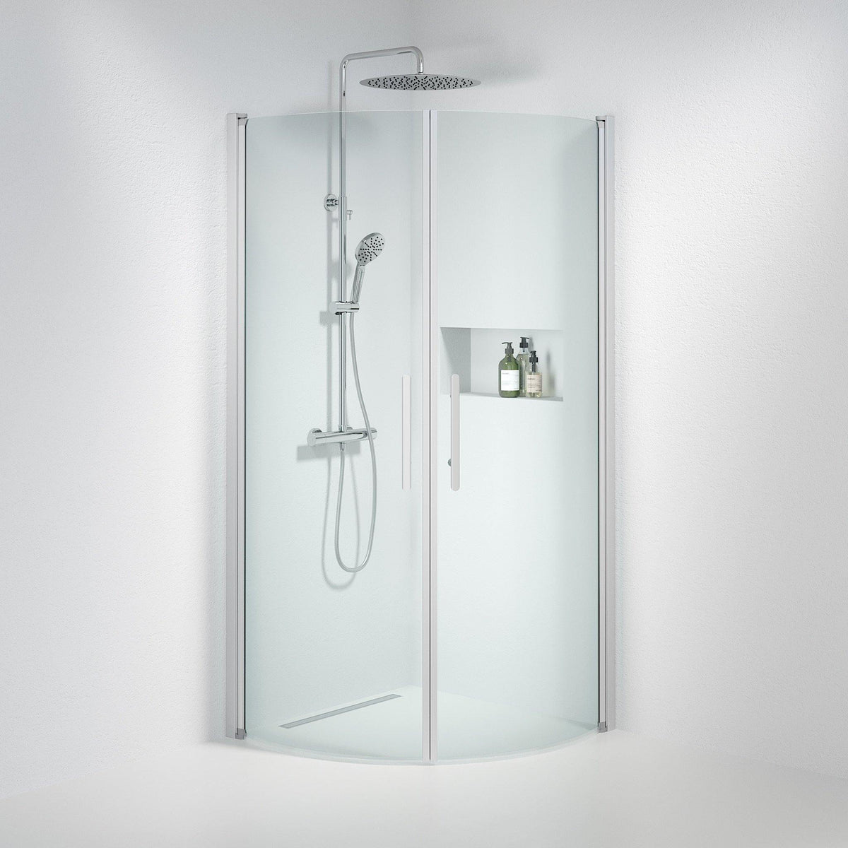 Round - Clear, Shower Enclosure Set - Code, Clear/Satin - 70 cm - MASTERSTORE - 8595677119060 - Shower Enclosure Set - Code - 35 - 701 - 67 - 50 - 00 - 8595677119060