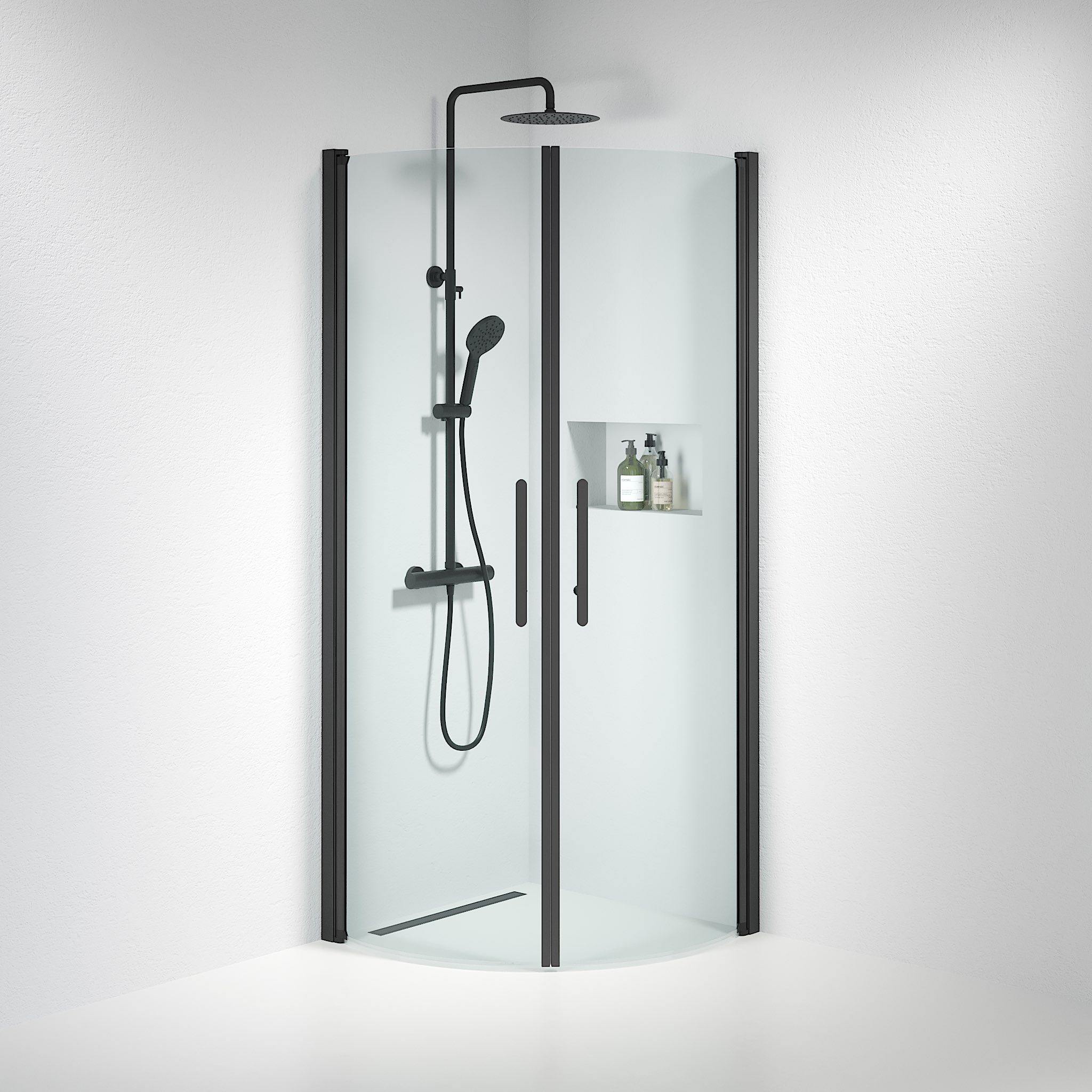 Round - Clear, Shower Enclosure Set - Code, Clear/Black - 70 cm - MASTERSTORE - 8595677119107 - Shower Enclosure Set - Code - 35 - 708 - 02 - 50 - 00 - 8595677119107