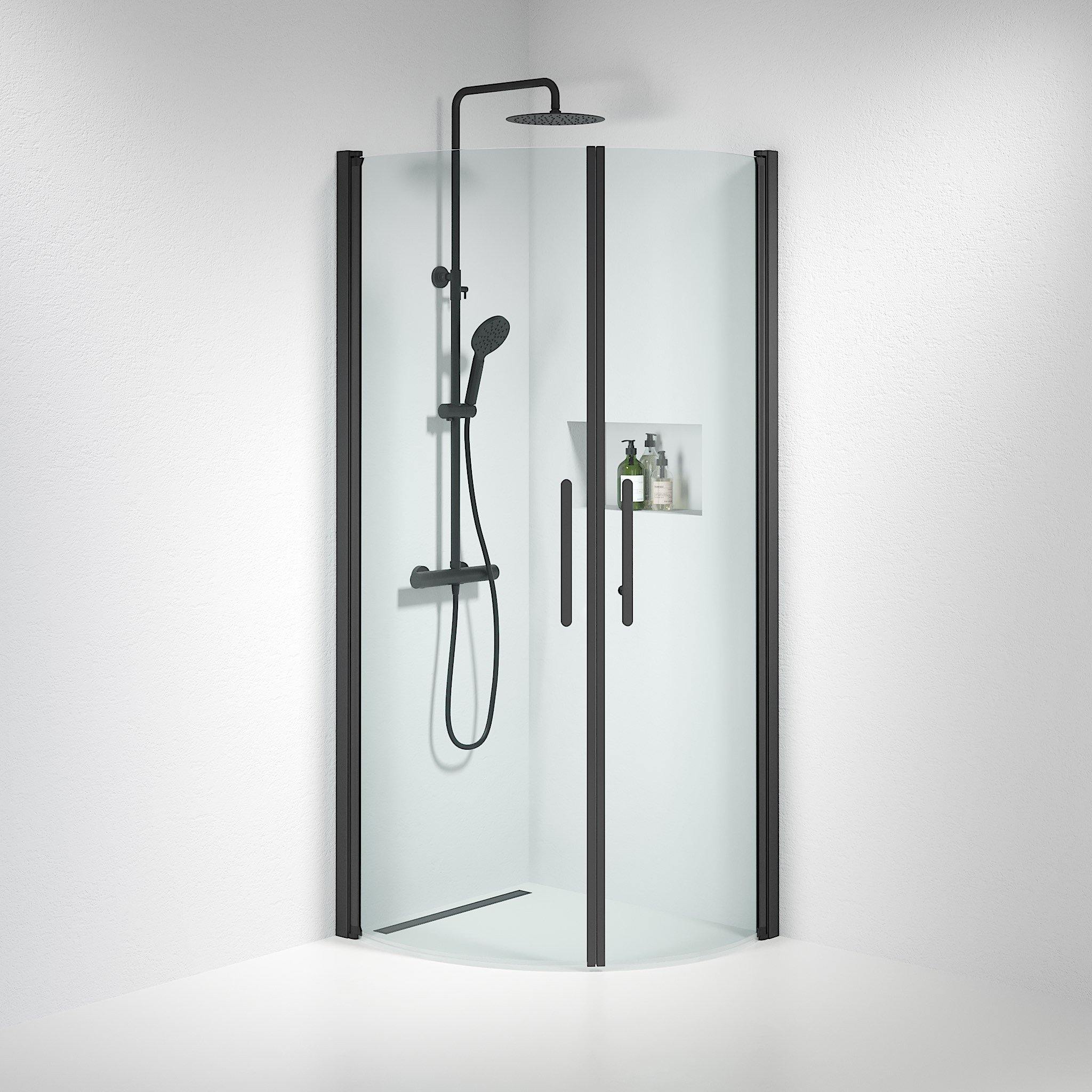 Round - Clear, Shower Enclosure Set - Code, Clear/Black - 70 cm - MASTERSTORE - 8595677119107 - Shower Enclosure Set - Code - 35 - 708 - 02 - 50 - 00 - 8595677119107