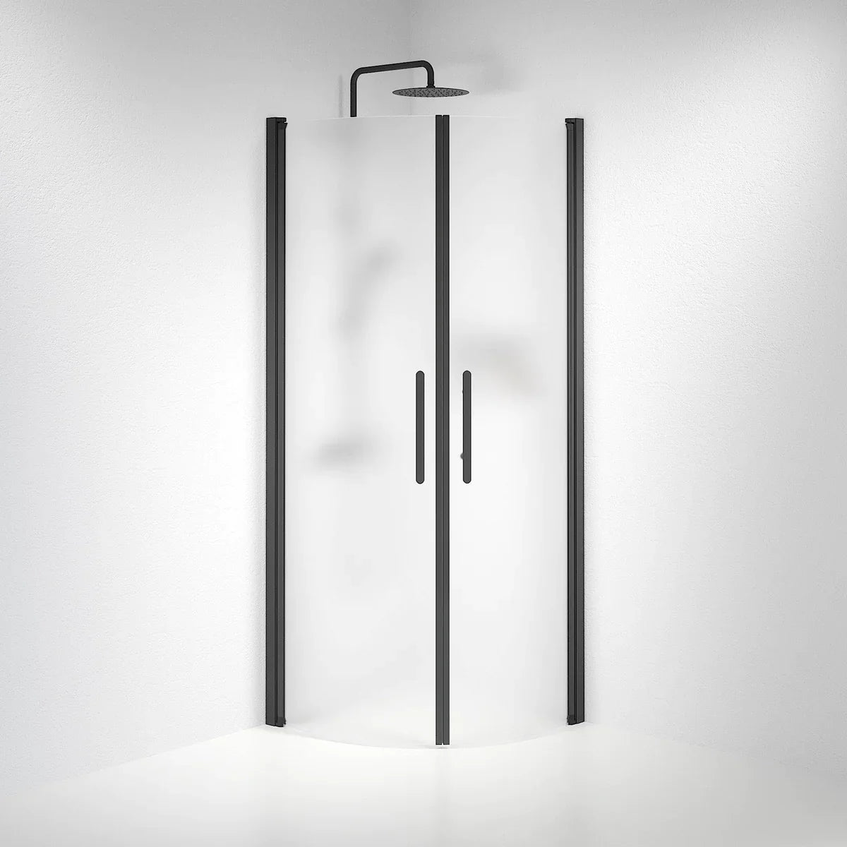 Vänern Duschhörn, Rund, Frostat Glas, Svart Profil - Duschhörna - BATH DELUXE - PRESTIGE - 35 - 708 - 02 - 55 - 00 - BATHDELUXE SWEDEN