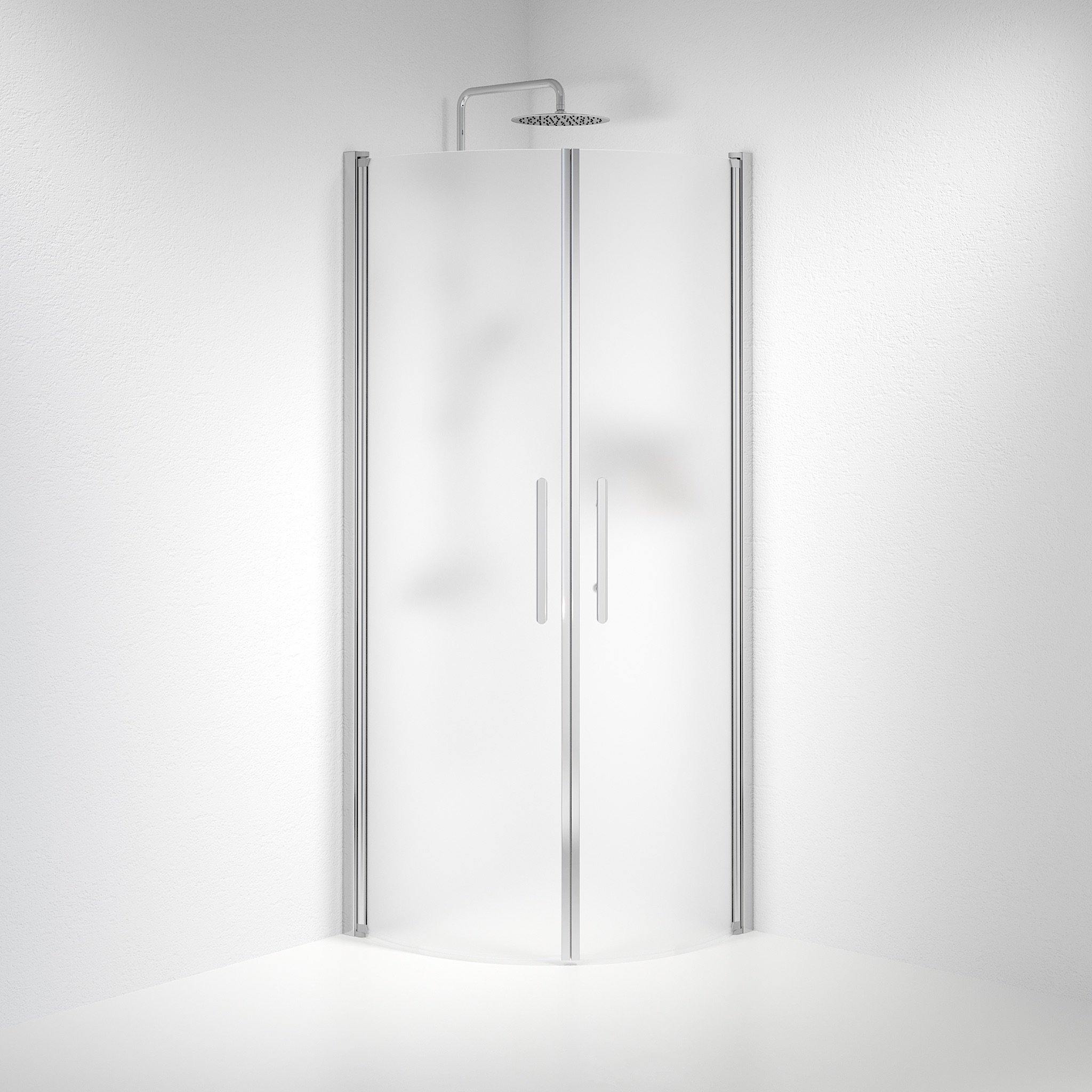 Round - Frosted, Shower Enclosure Set - Code, Matt/Chrome - 70 cm - MASTERSTORE - 8595677119169 - Shower Enclosure Set - Code - 35 - 708 - 60 - 55 - 00 - 8595677119169