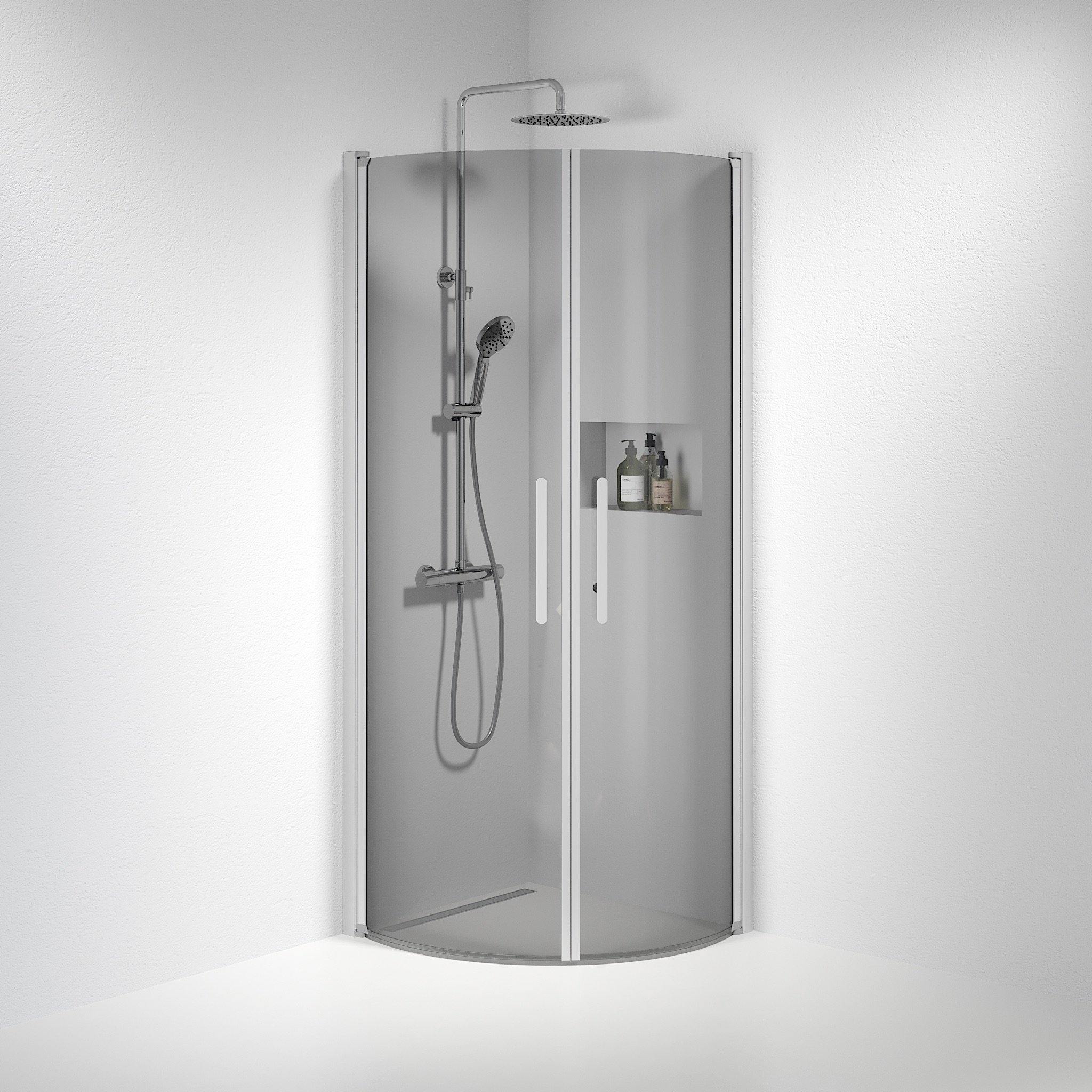 Round - Smoked, Shower Enclosure Set - Code, Smoked/Satin - 70 cm - MASTERSTORE - 8595677119213 - Shower Enclosure Set - Code - 35 - 708 - 67 - 56 - 00 - 8595677119213