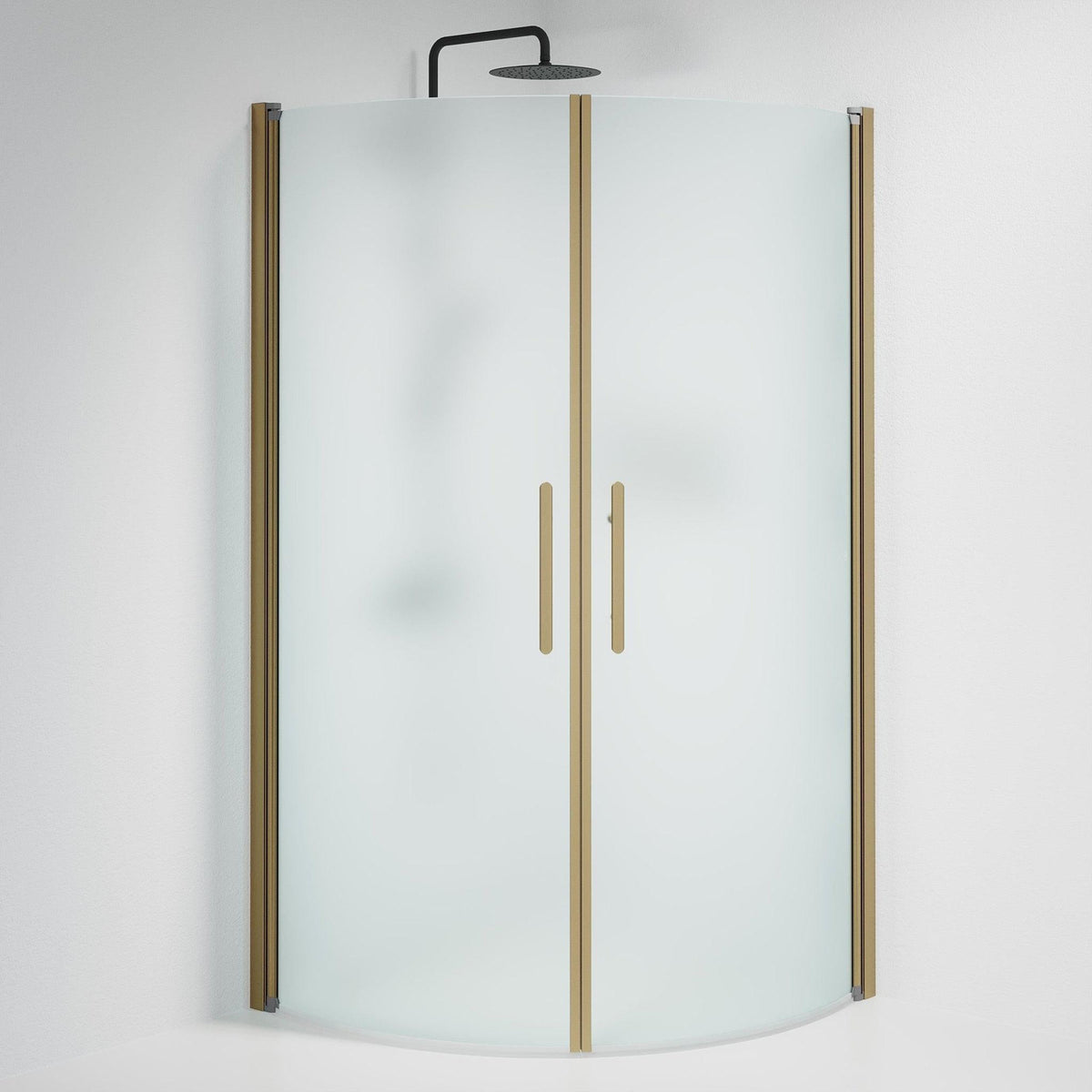 Duschkabin halvrund 70x80x198 cm - 6 mm frostat nanoglas - bronsprofil - Vänern