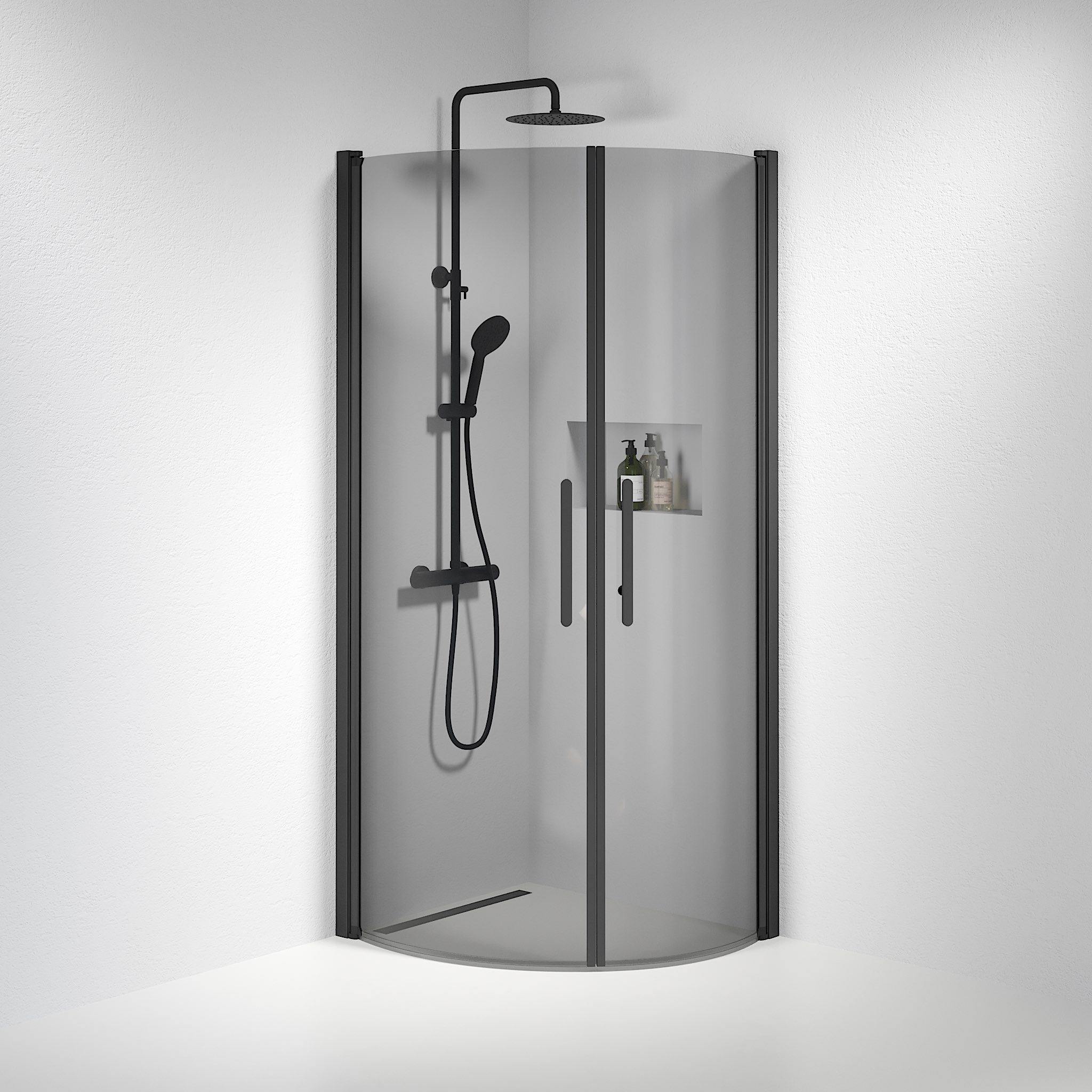 Round - Smoked, Shower Enclosure Set - Code, Smoked/Black - 70 cm - MASTERSTORE - 8595677119251 - Shower Enclosure Set - Code - 35 - 709 - 02 - 56 - 00 - 8595677119251