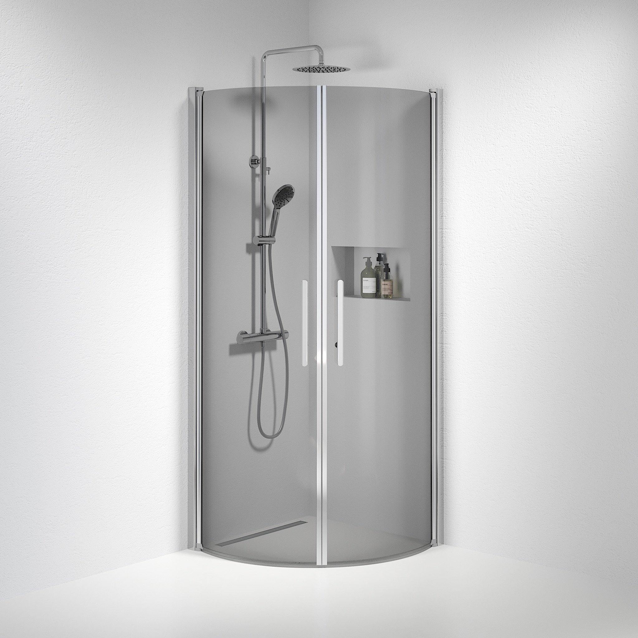 Round - Smoked, Shower Enclosure Set - Code, Smoked/Chrome - 70 cm - MASTERSTORE - 8595677119299 - Shower Enclosure Set - Code - 35 - 709 - 60 - 56 - 00 - 8595677119299