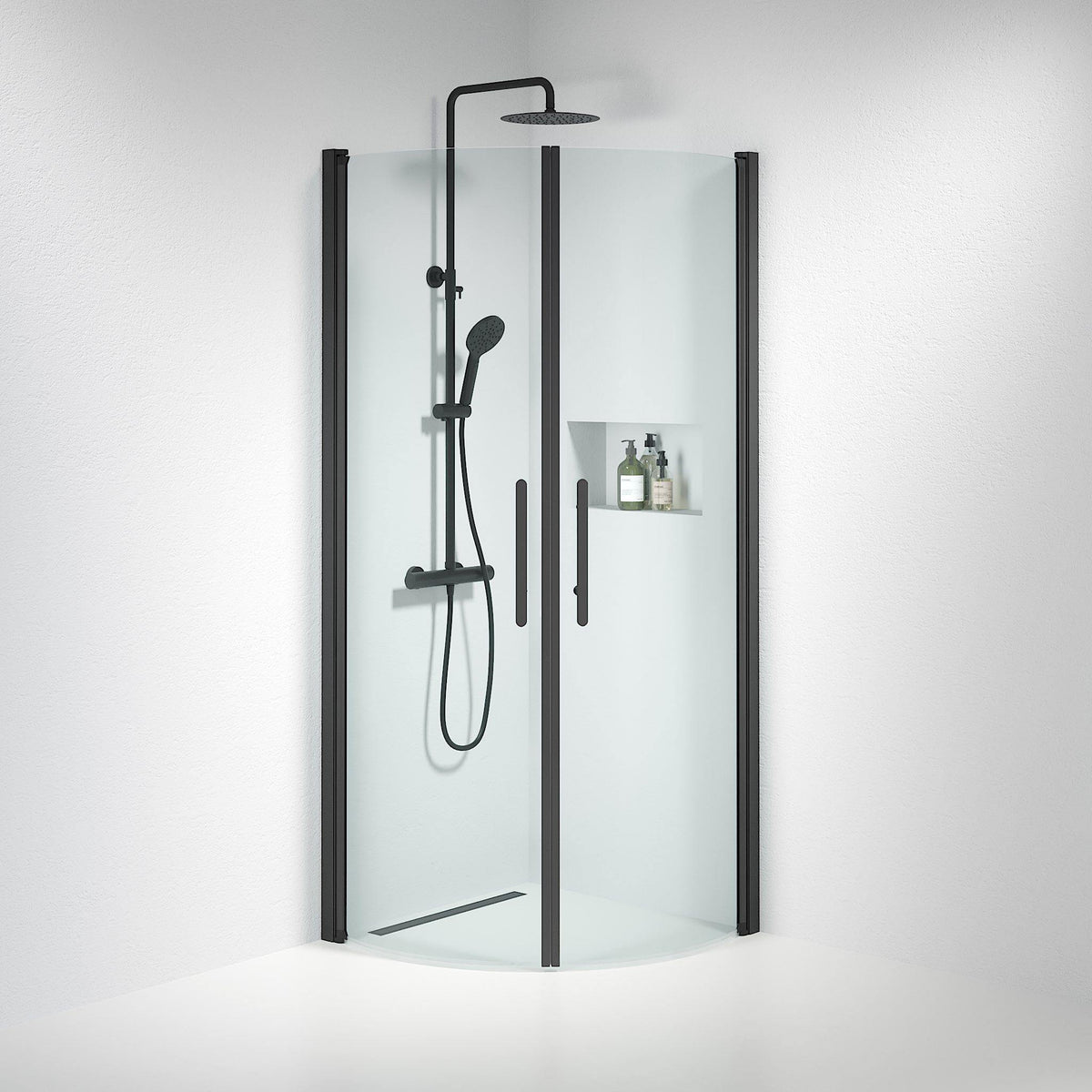Round - Clear, Shower Enclosure Set - Code, Clear/Black - 80 cm - MASTERSTORE - 8595677119343 - Shower Enclosure Set - Code - 35 - 801 - 02 - 50 - 00 - 8595677119343