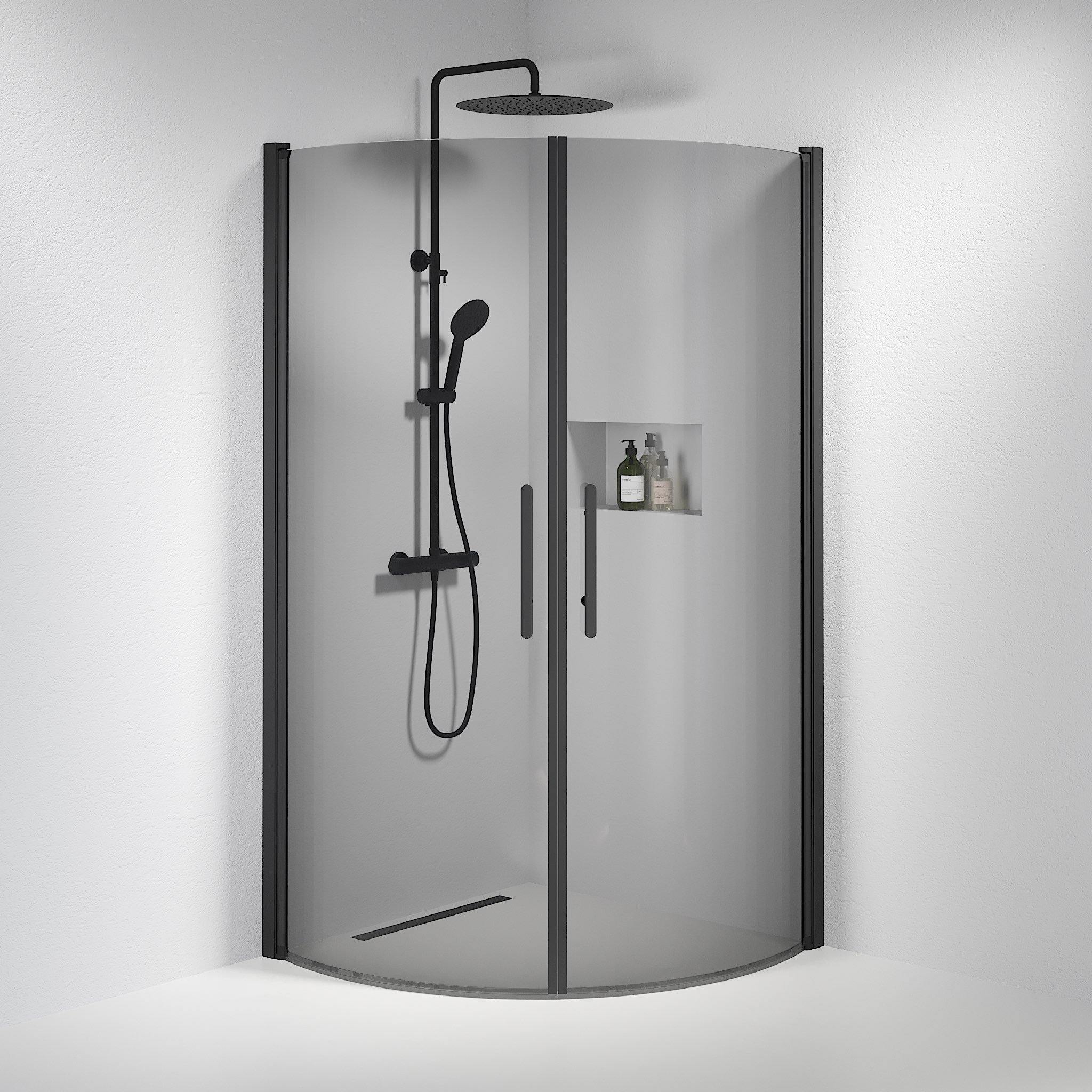 Round - Smoked, Shower Enclosure Set - Code, Smoked/Black - 80 cm - MASTERSTORE - 8595677119374 - Shower Enclosure Set - Code - 35 - 801 - 02 - 56 - 00 - 8595677119374
