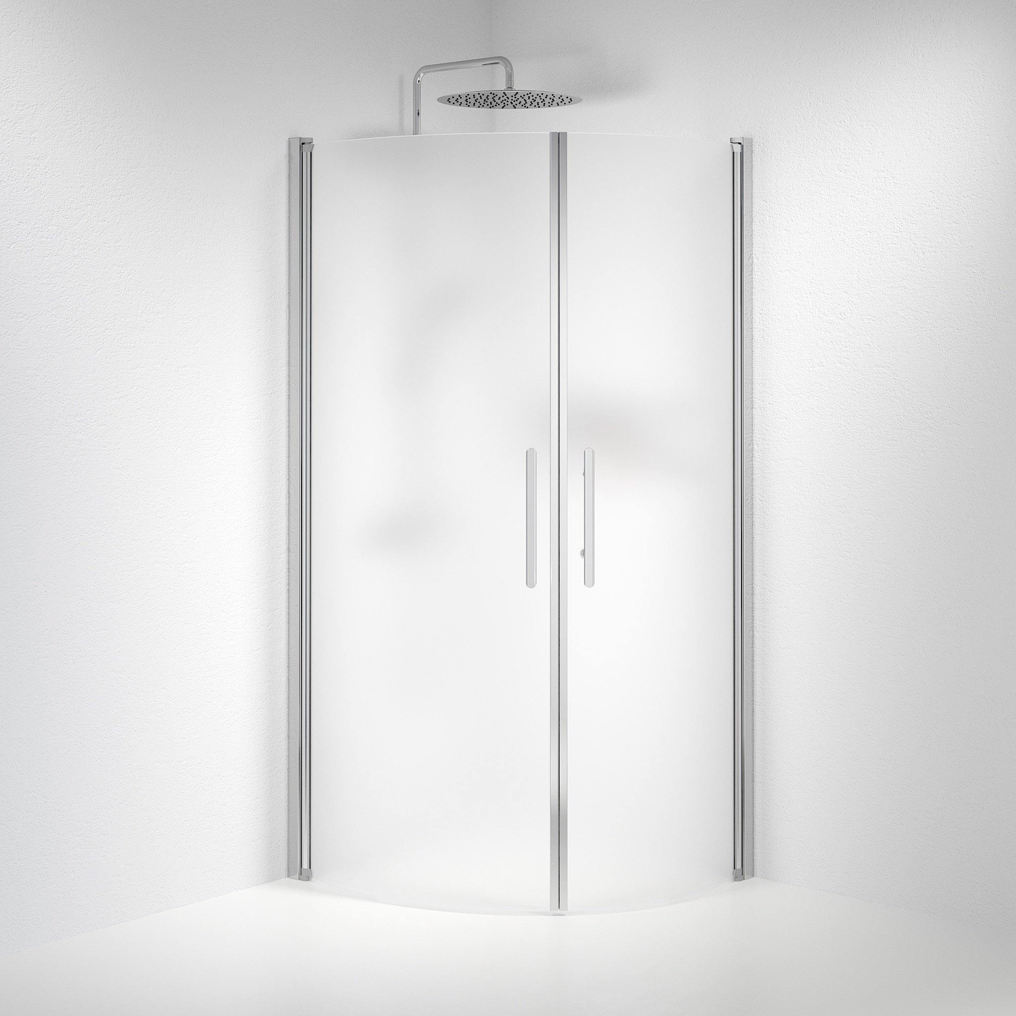 Round - Frosted, Shower Enclosure Set - Code, Matt/Chrome - 80 cm - MASTERSTORE - 8595677119404 - Shower Enclosure Set - Code - 35 - 801 - 60 - 55 - 00 - 8595677119404