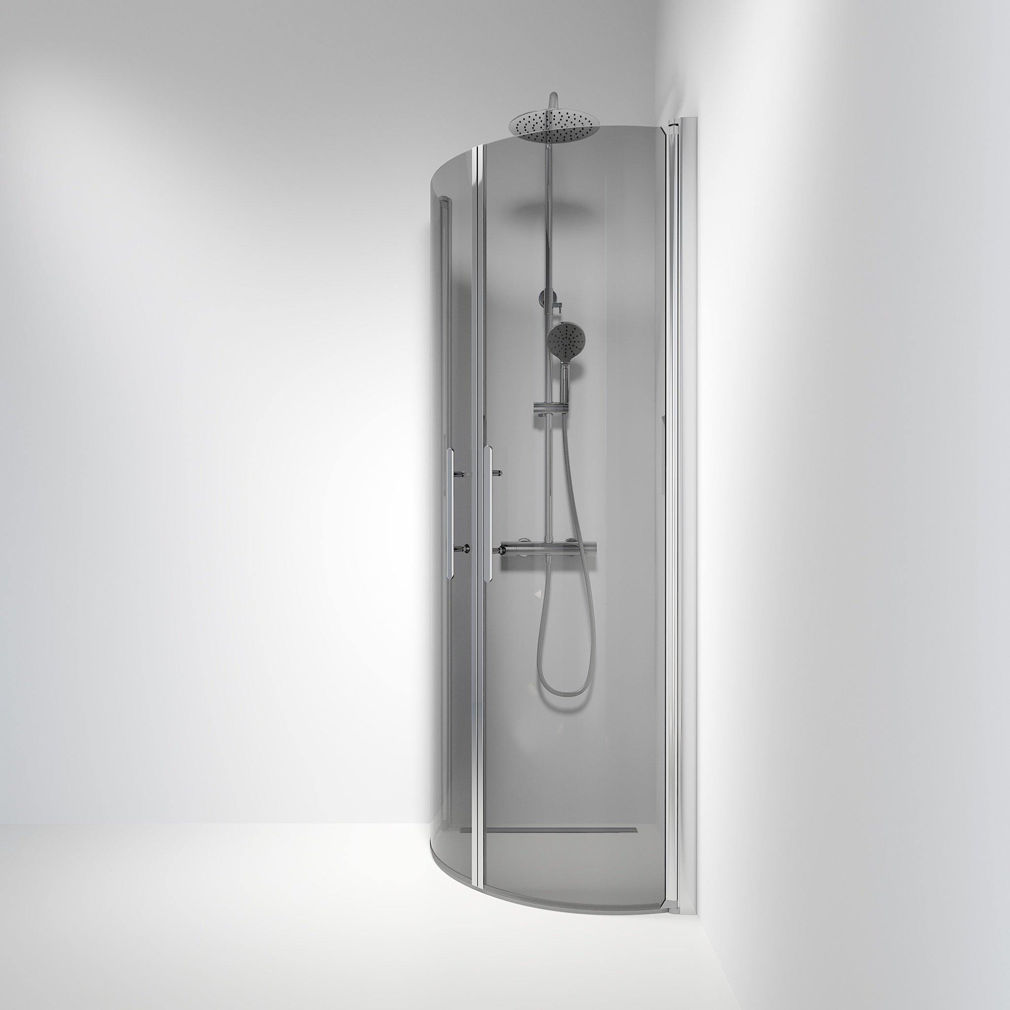 Rund - Rökt, Duschset - Rund, Rökt/Krom - 80 cm - Duschkabinset - Kod - BATH DELUXE - PRESTIGE - 35-801-60-56-00 - BATHDELUXE SWEDEN