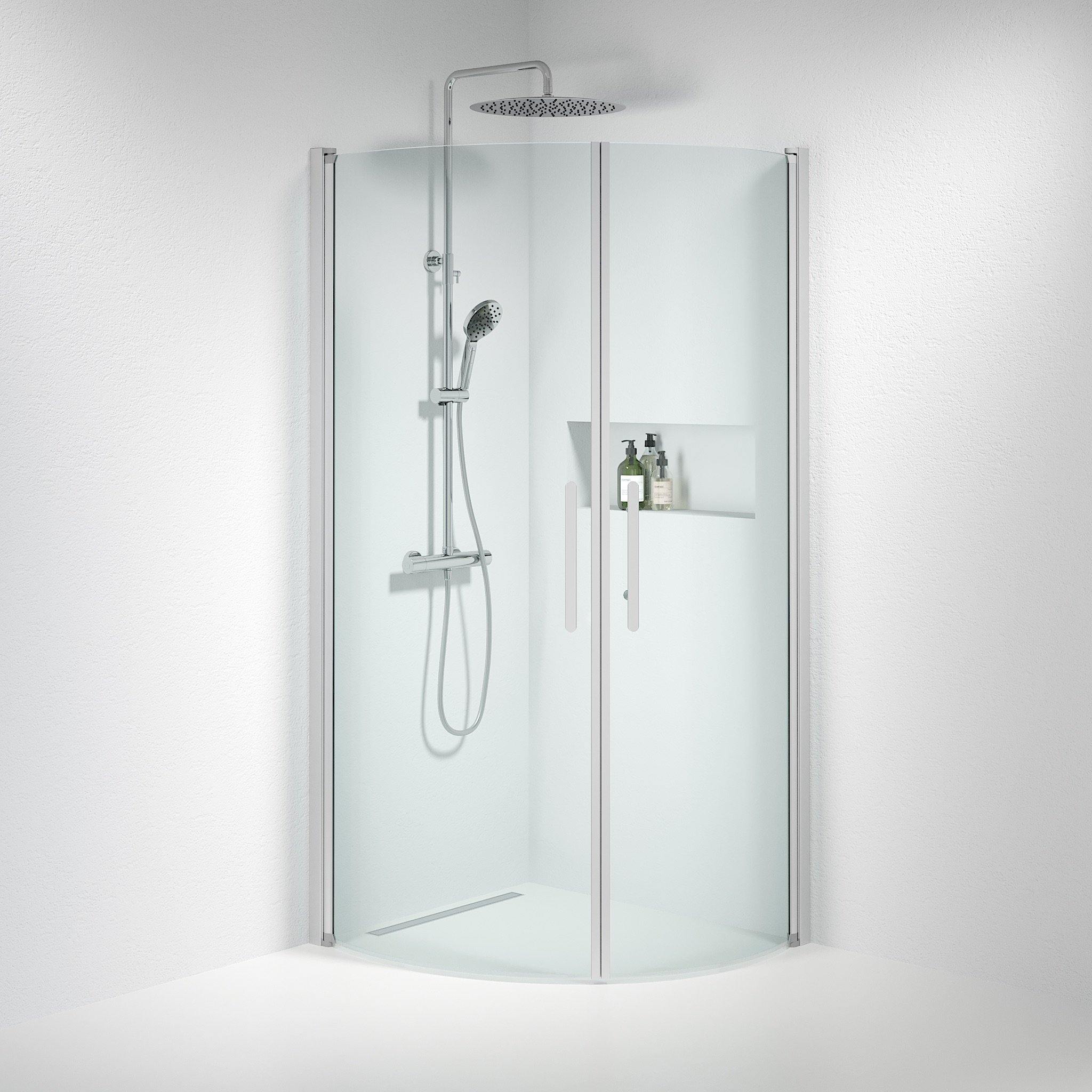 Round - Clear, Shower Enclosure Set - Code, Clear/Satin - 80 cm - MASTERSTORE - 8595677119428 - Shower Enclosure Set - Code - 35 - 801 - 67 - 50 - 00 - 8595677119428