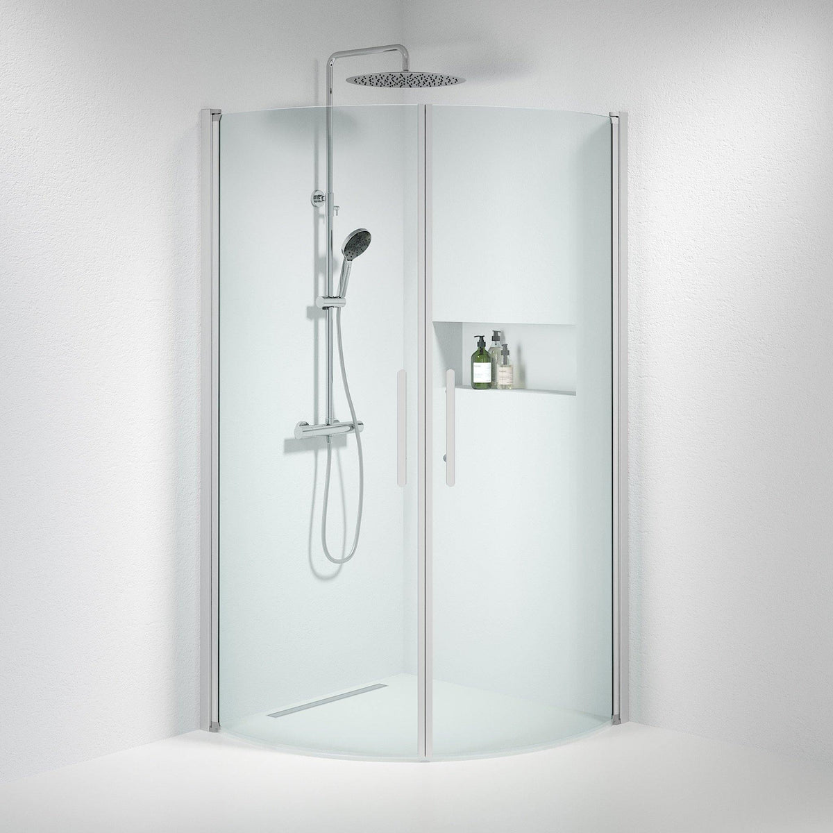 Round - Clear, Shower Enclosure Set - Code, Clear/Satin - 80 cm - MASTERSTORE - 8595677119428 - Shower Enclosure Set - Code - 35 - 801 - 67 - 50 - 00 - 8595677119428