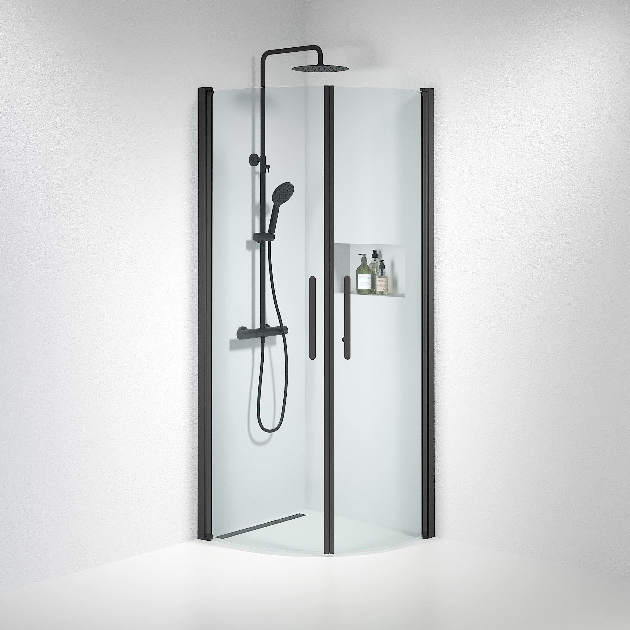 Round - Clear, Shower Enclosure Set - Code, Clear/Black - 80 cm - MASTERSTORE - 8595677119466 - Shower Enclosure Set - Code - 35 - 808 - 02 - 50 - 00 - 8595677119466