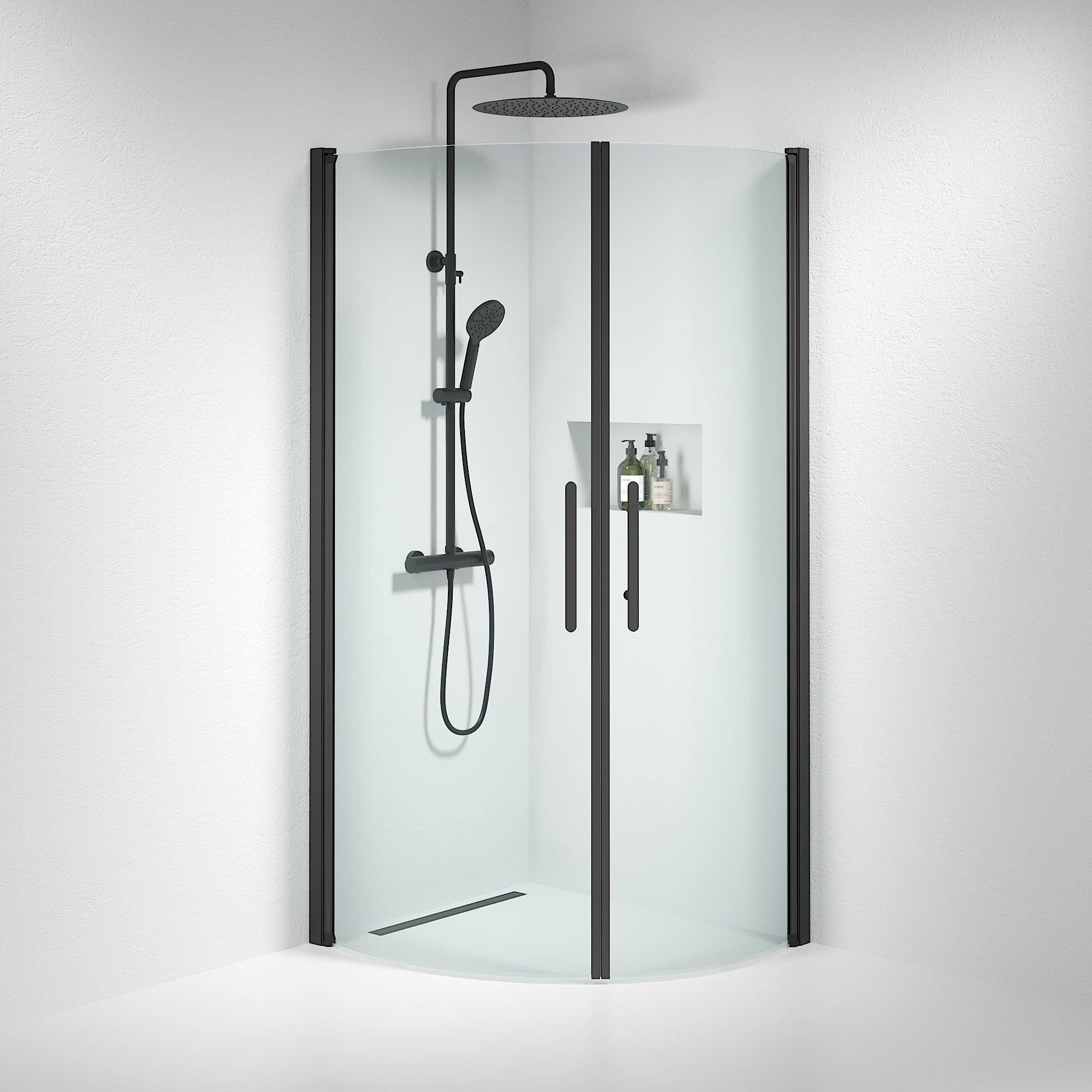 Round - Clear, Shower Enclosure Set - Code, Clear/Black - 80 cm - MASTERSTORE - 8595677119466 - Shower Enclosure Set - Code - 35 - 808 - 02 - 50 - 00 - 8595677119466